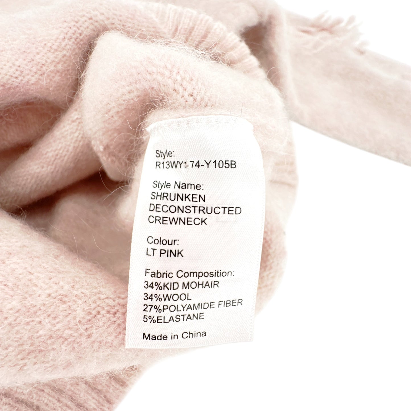 R13 Shrunken Deconstructed Crewneck Sweater M