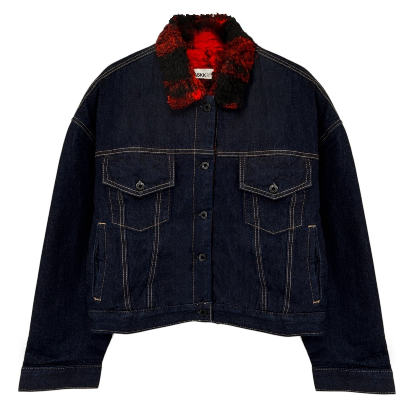 ASKK NY Nova Lined Jacket in Indigo Plaid 1|S