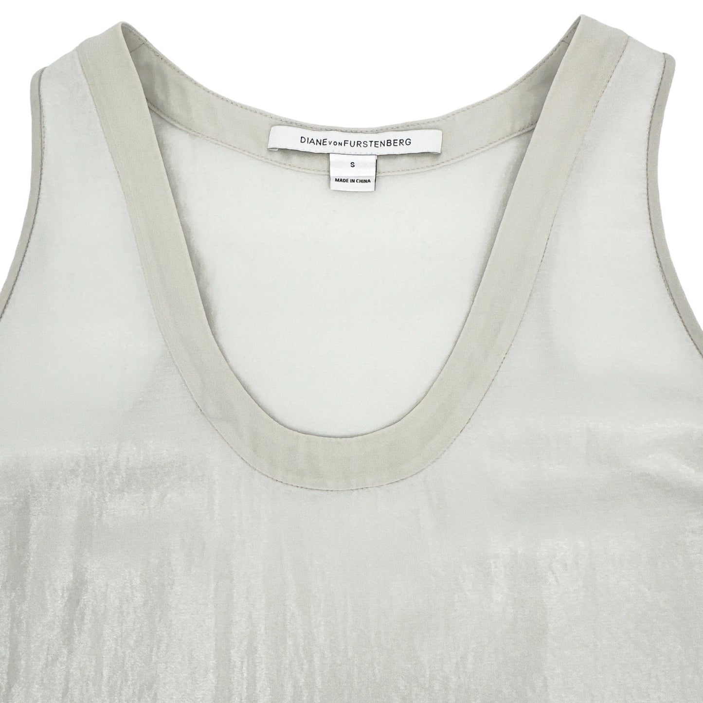 DIANE von FURSTENBERG DVF Emilia Crushed Metallic Tank in Silver S
