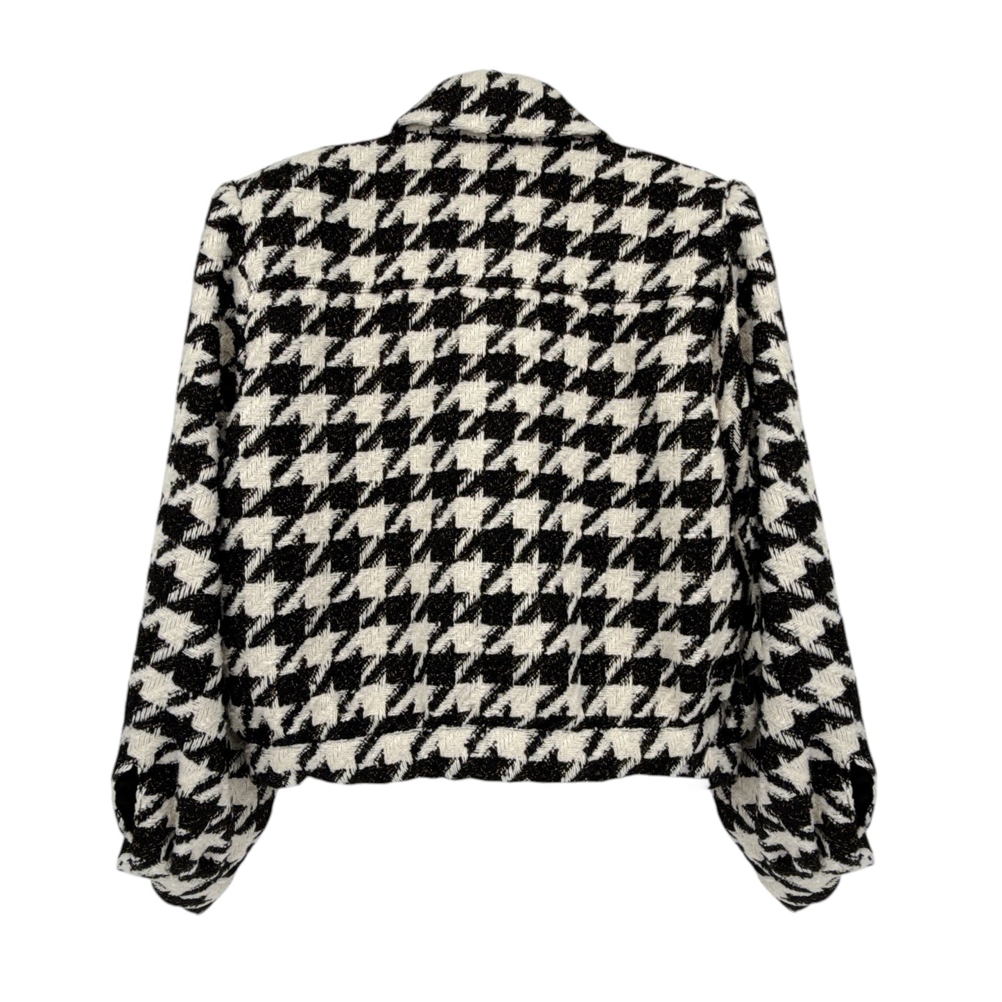 L'AGENCE Bridges Crop Jacket in Ecru Black & Gold Houndstooth 4|S