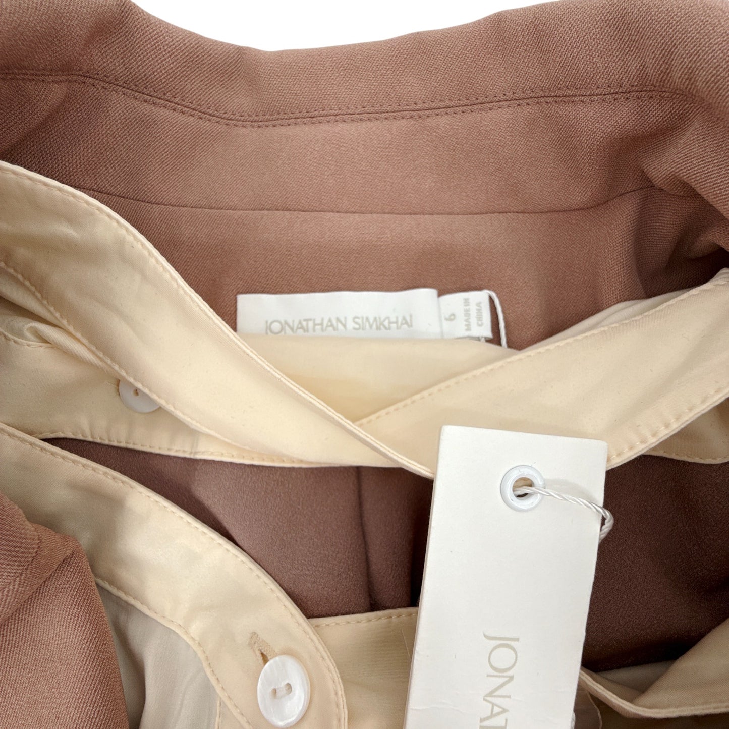 JONATHAN SIMKHAI Jubilee Blazer in Teak/Parchment 6|M