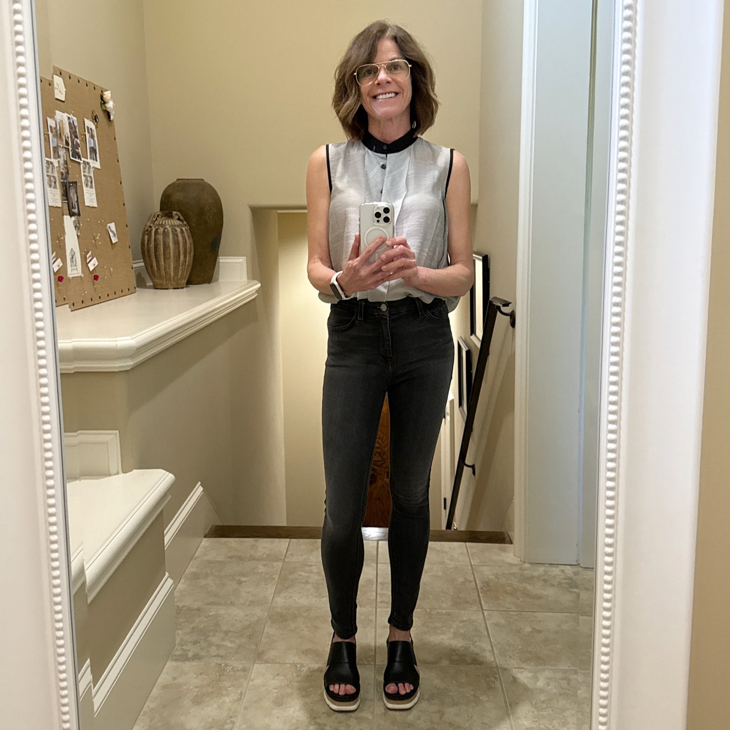 7 for ALL MANKIND b(air) denim The High Waist Ankle Skinny in Grey 24