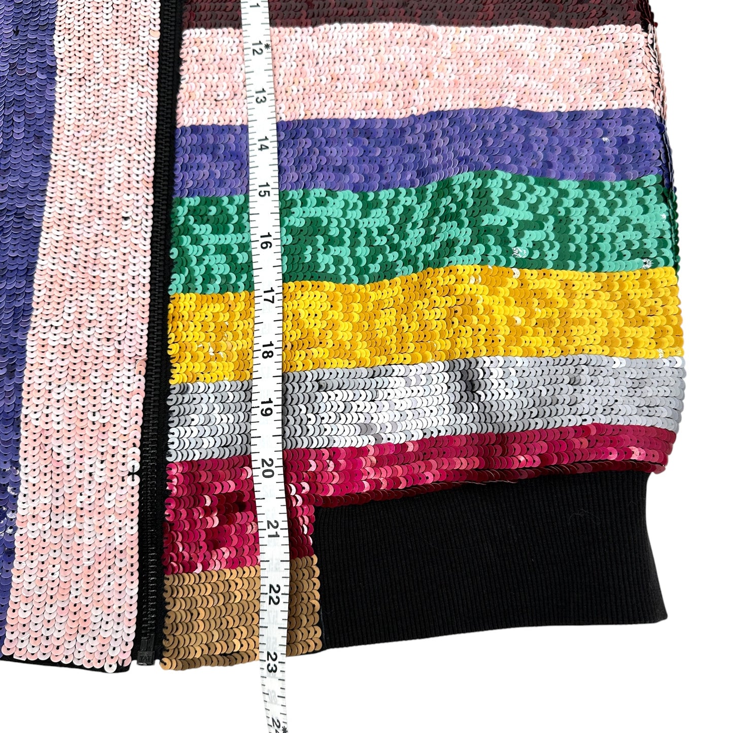 ALICE+OLIVIA Lonnie Sequin Cropped Varsity Jacket S