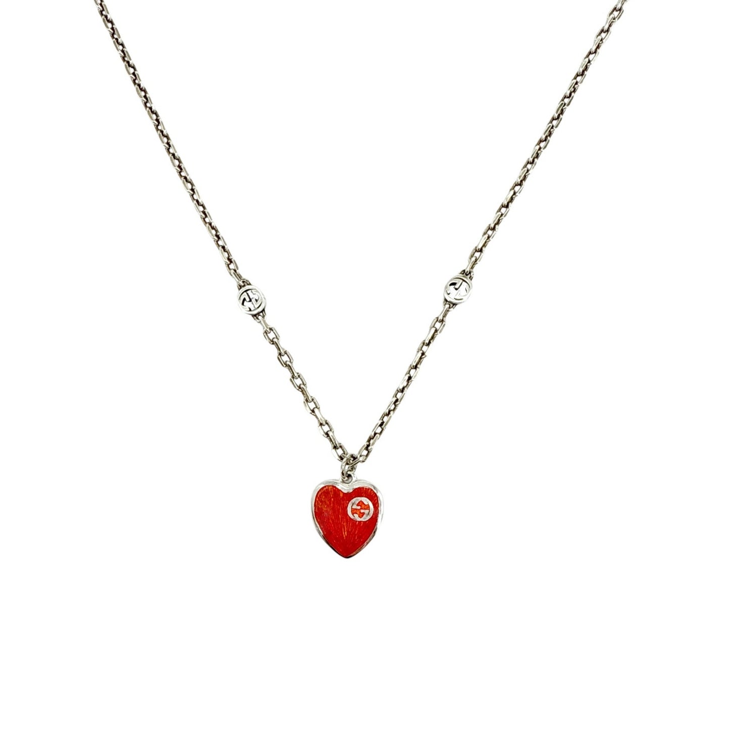 GUCCI Heart Necklace with Interlocking G