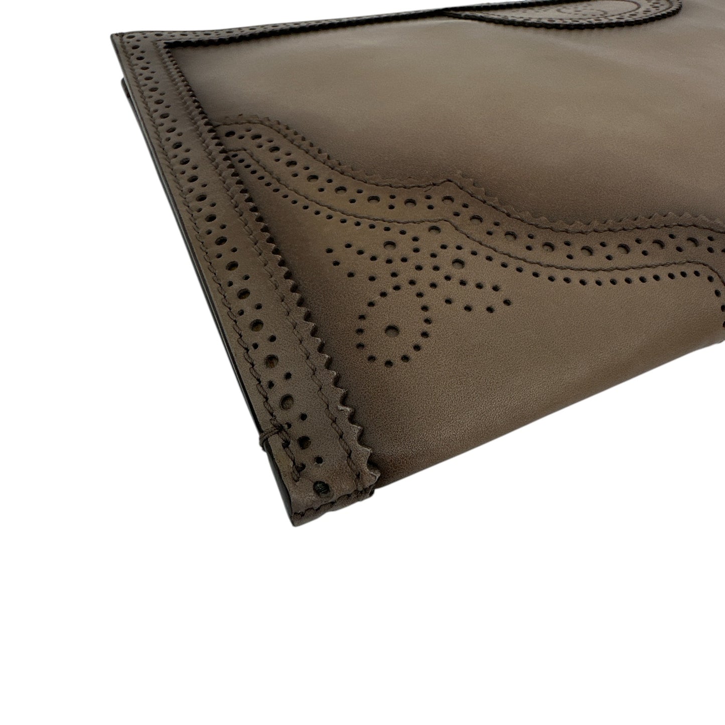 GUCCI Duilio Brogue Zip Around Leather Clutch Bag