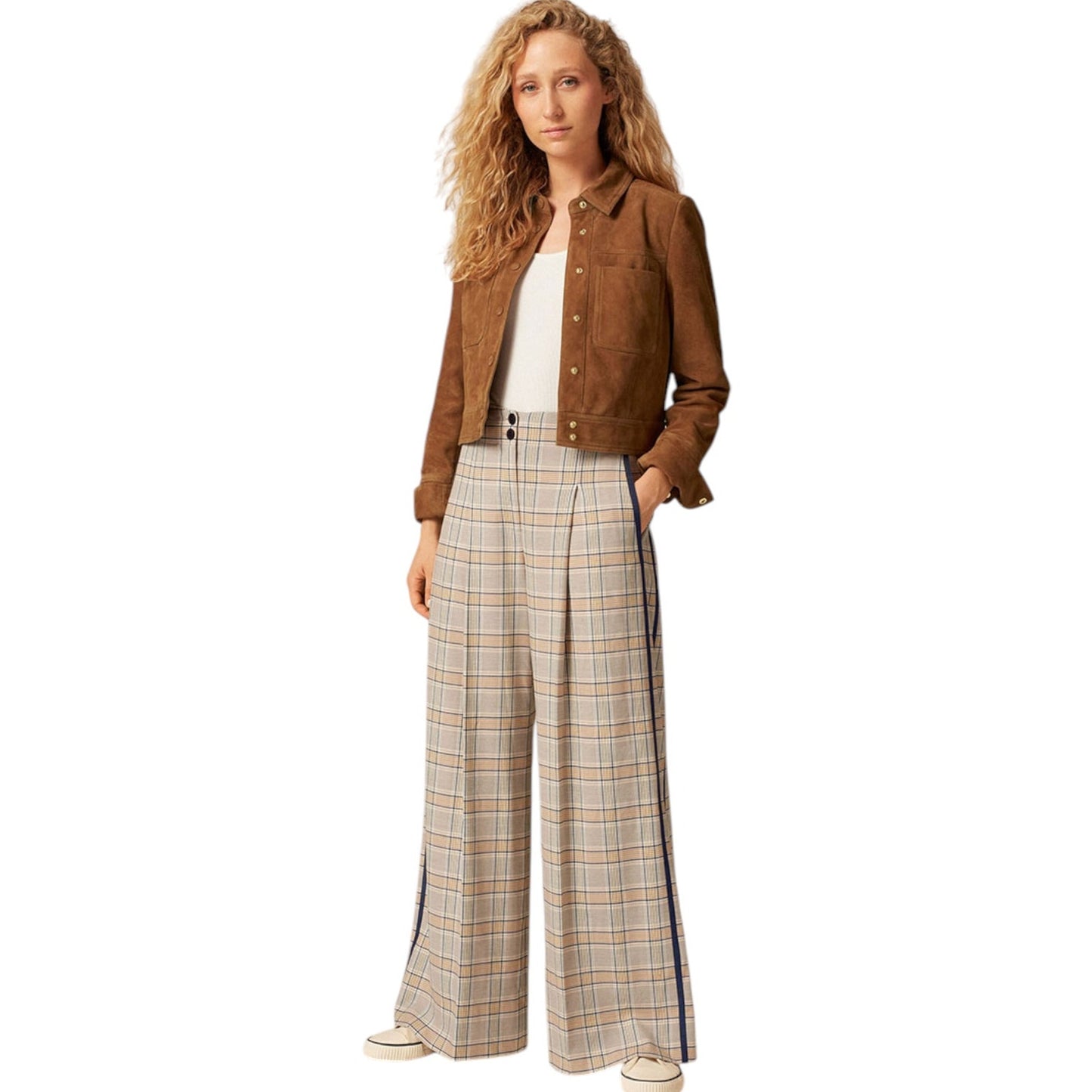 ME+EM Statement Check Super Wide Leg Trouser UK6|US2