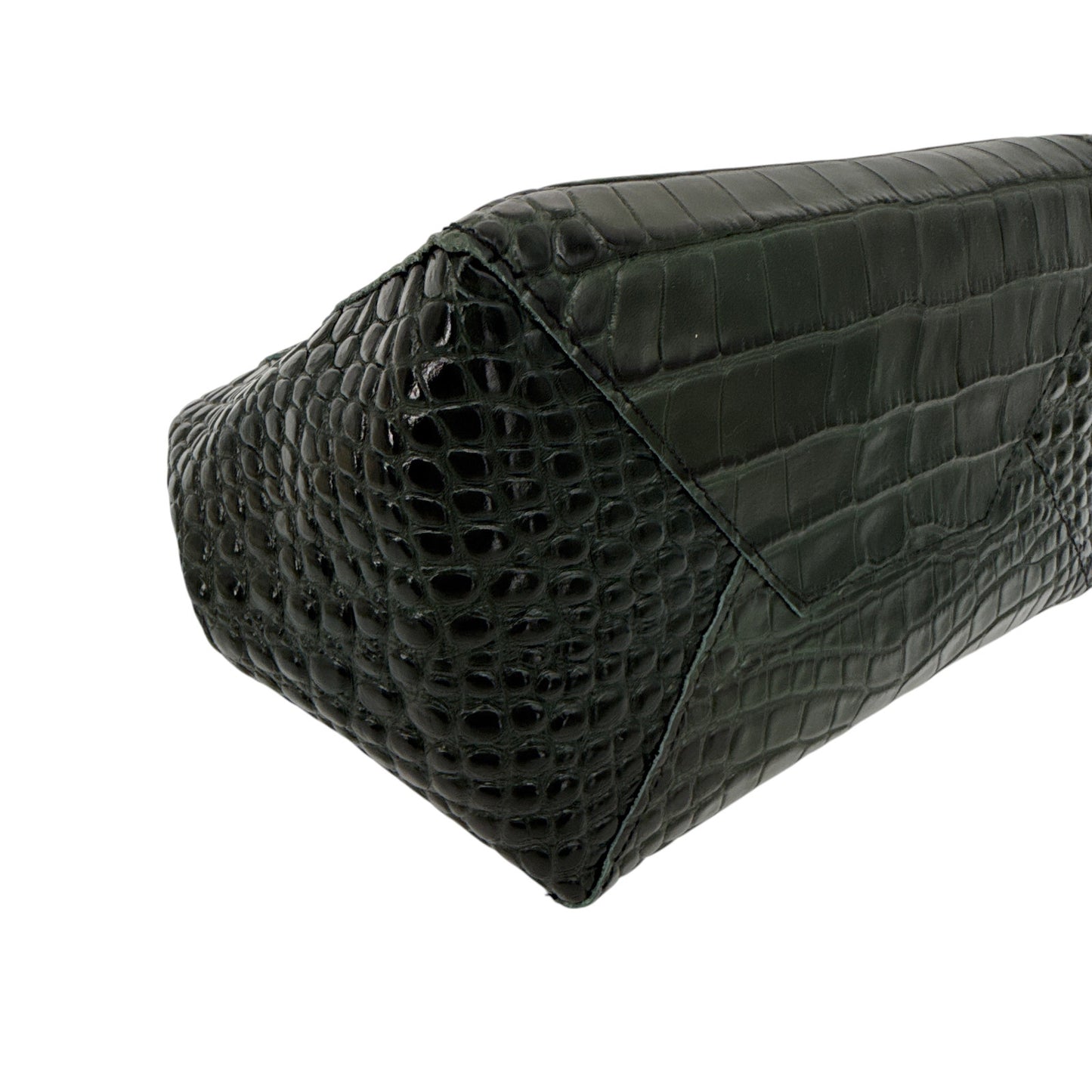 CLARE V. Le Big Box Bag Crocodile in Green