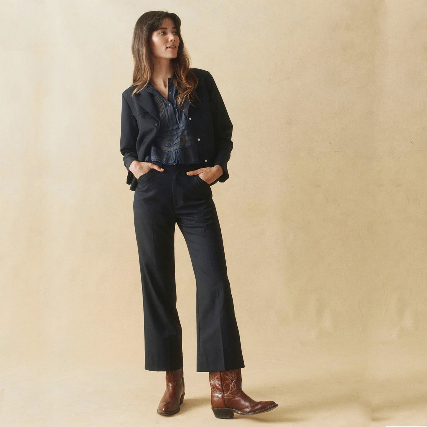 The GREAT. The Western Suiting Jacket. in Navy 1 | S