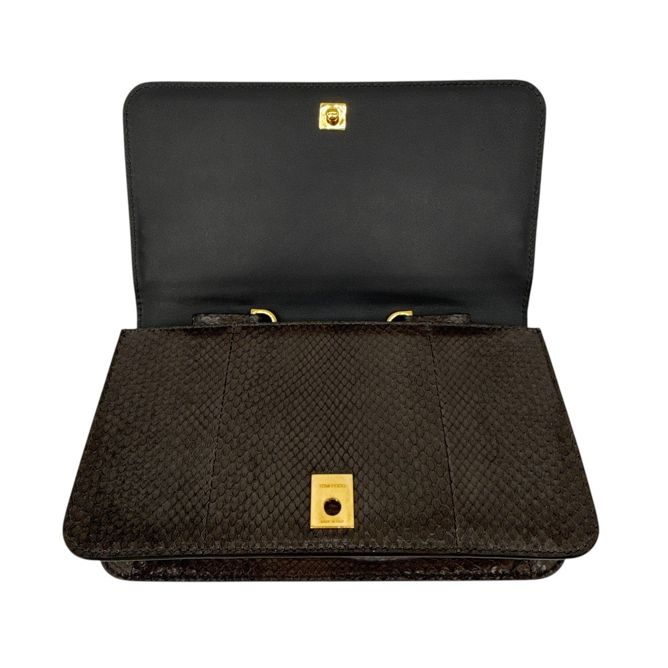 TOM FORD Jennifer Python Clutch Bag with Strap in Graphite