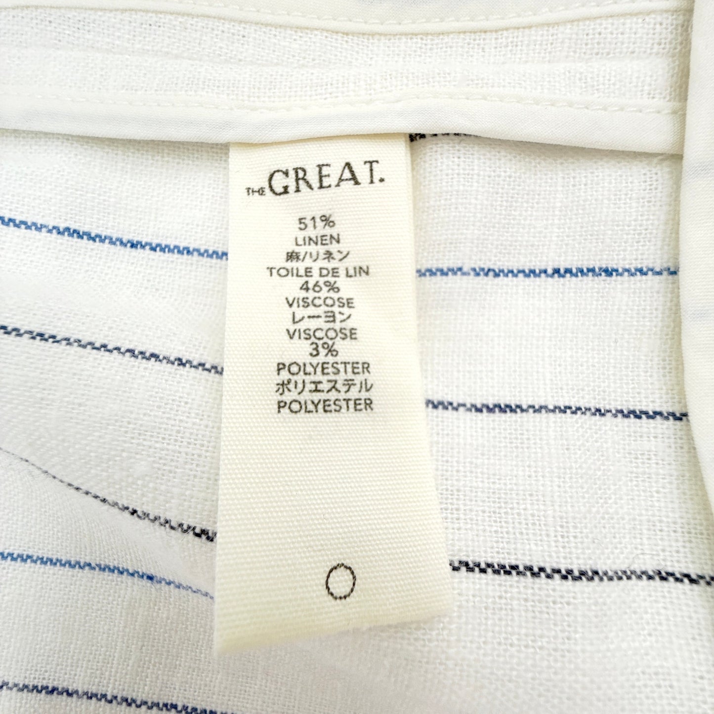 THE GREAT. The Relaxed Blazer in Cream Pinstripes 1|S