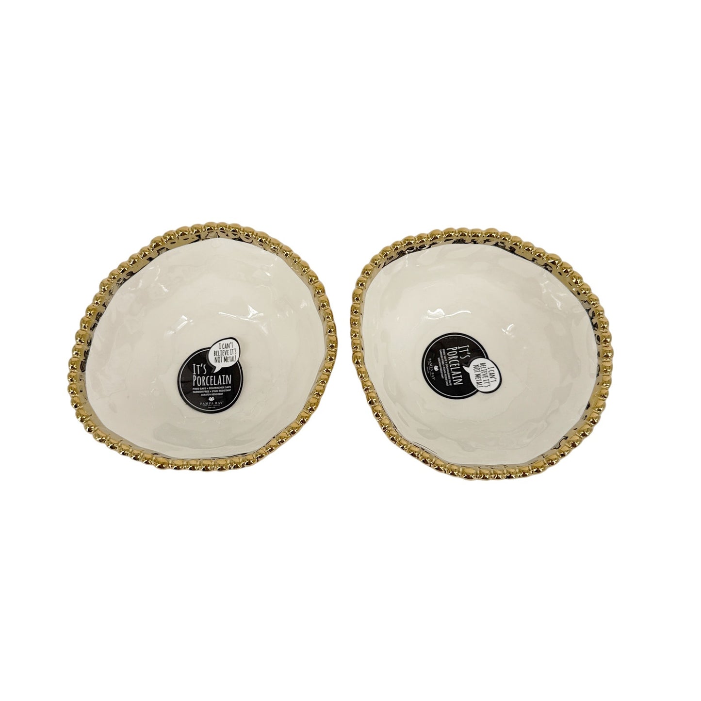 PAMPA BAY Golden Salerno Porcelain Small Bowl Set of 2