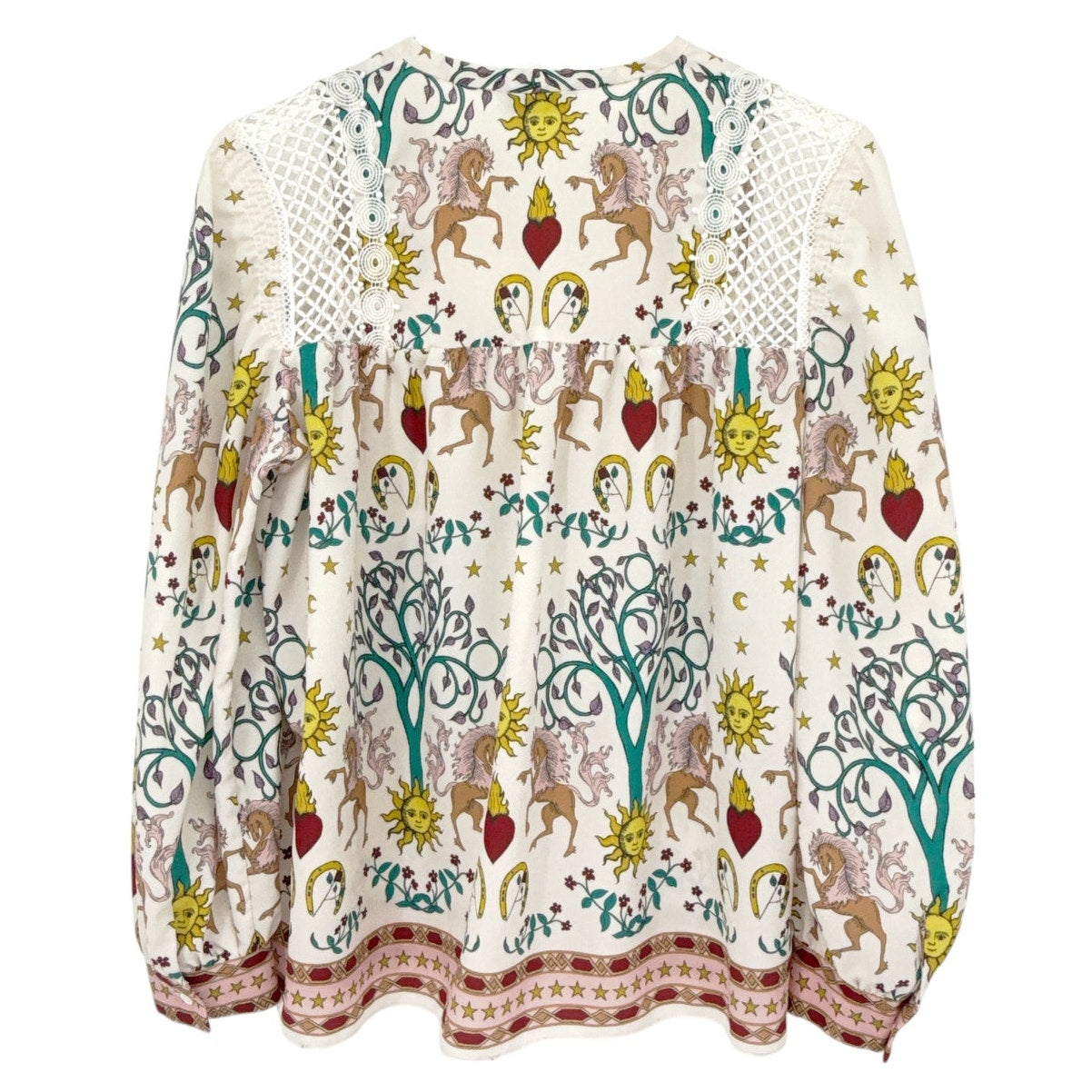 SANDRO Azucar Print Chiffon Blouse In Off White 2|M
