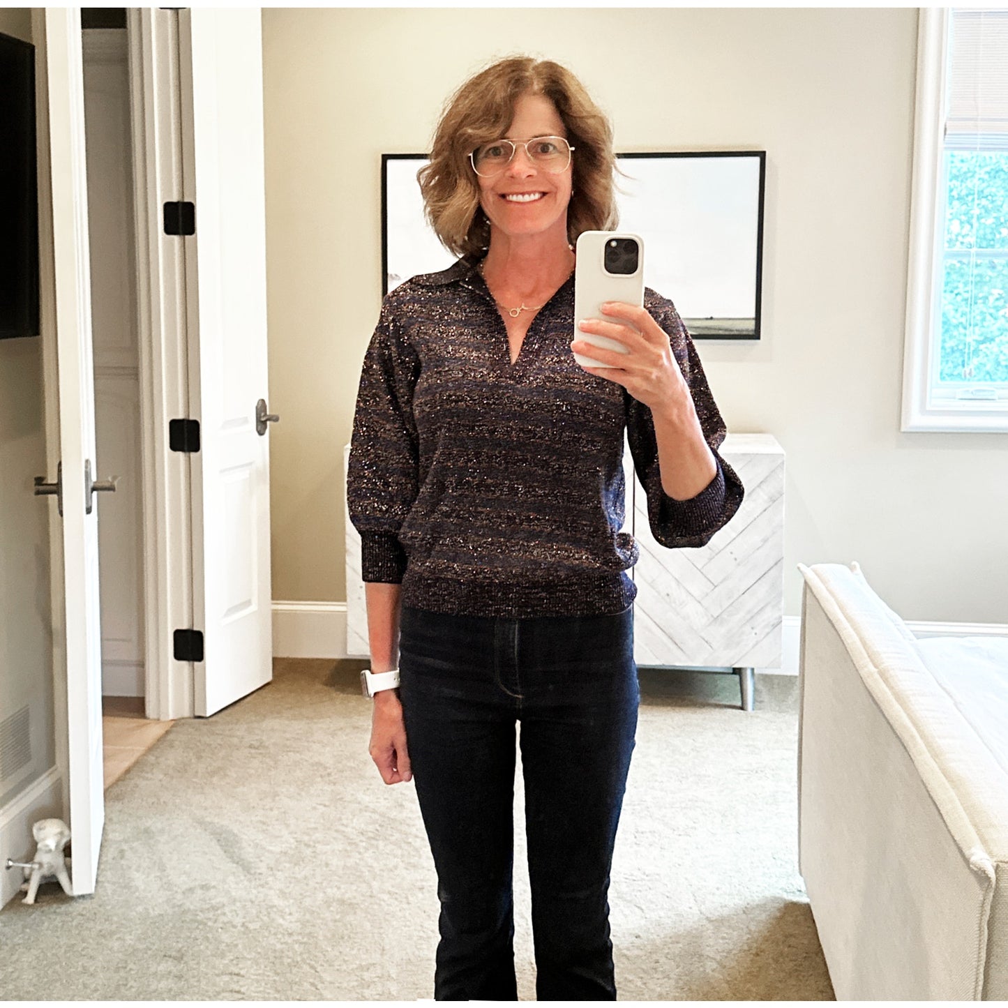 CHLOE Lurex Polo Sweater M