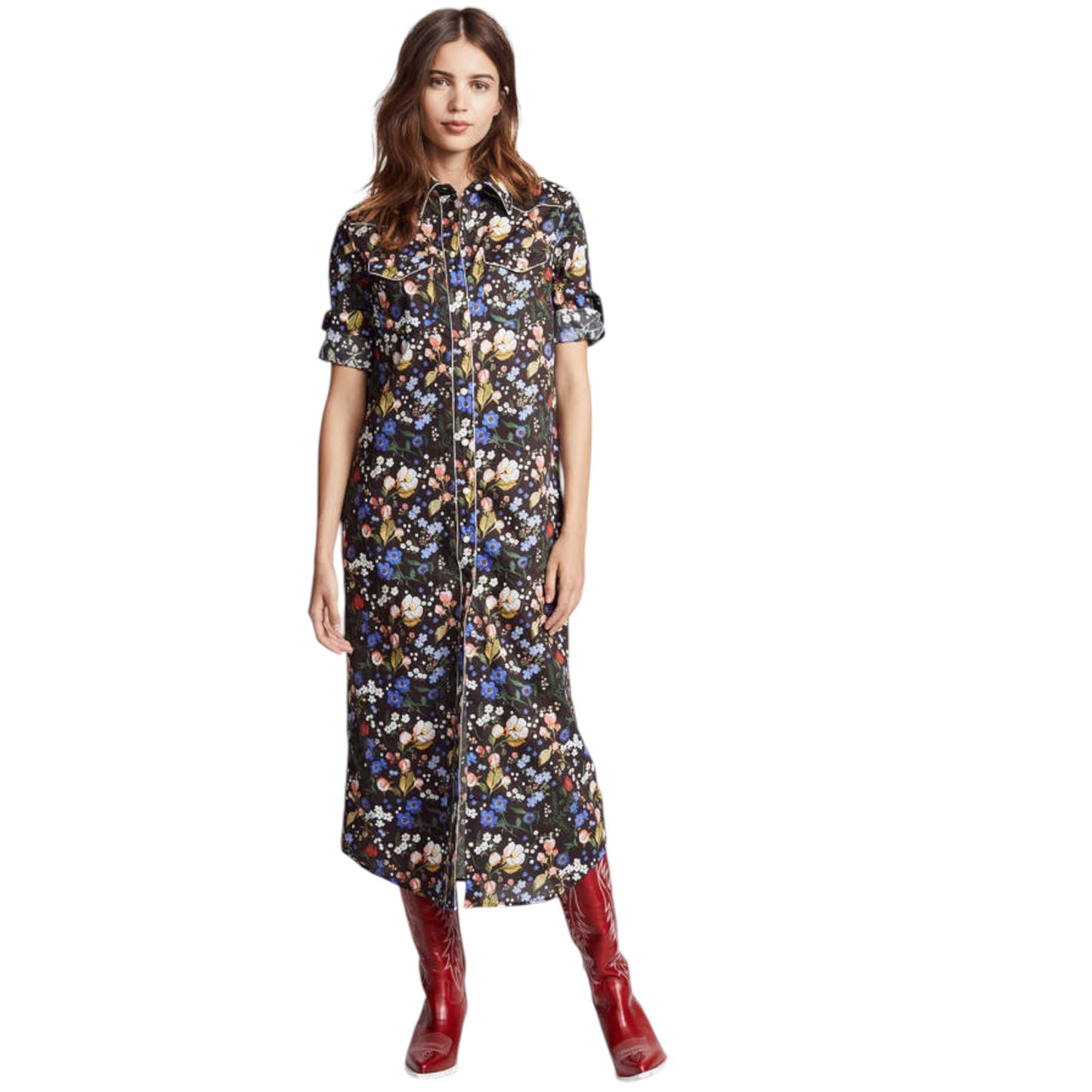 R13 x LIBERTY of LONDON Cowboy Dress in Black Floral S