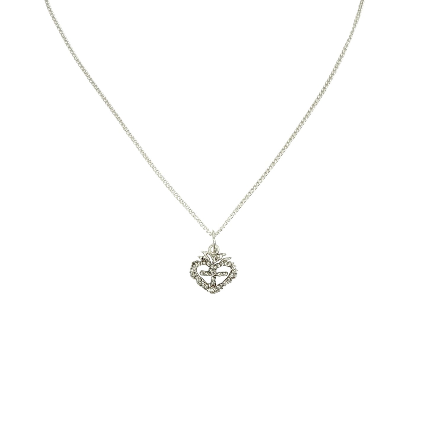 VIRGINS SAINTS & ANGELS VSA Sacred Heart Logo Charm Necklace in Silver