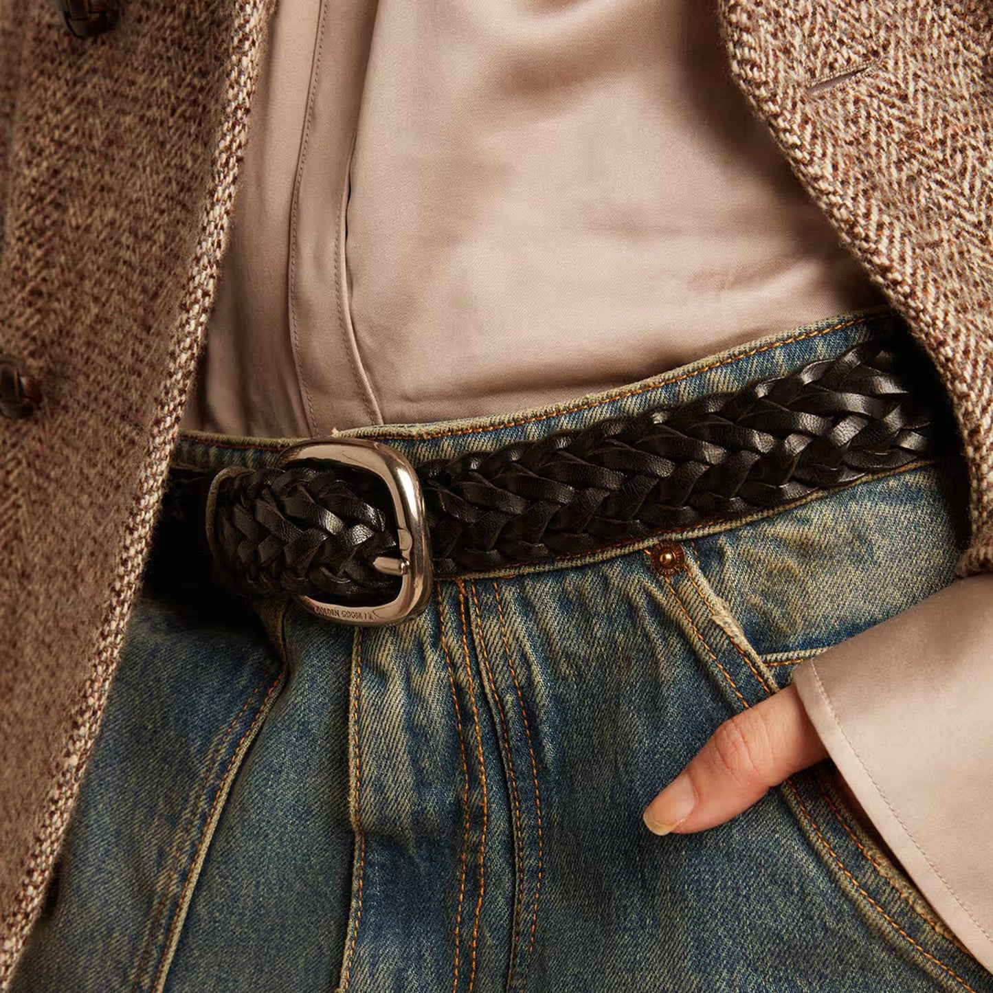 GOLDEN GOOSE Houston Belt in Black 80cm|32in