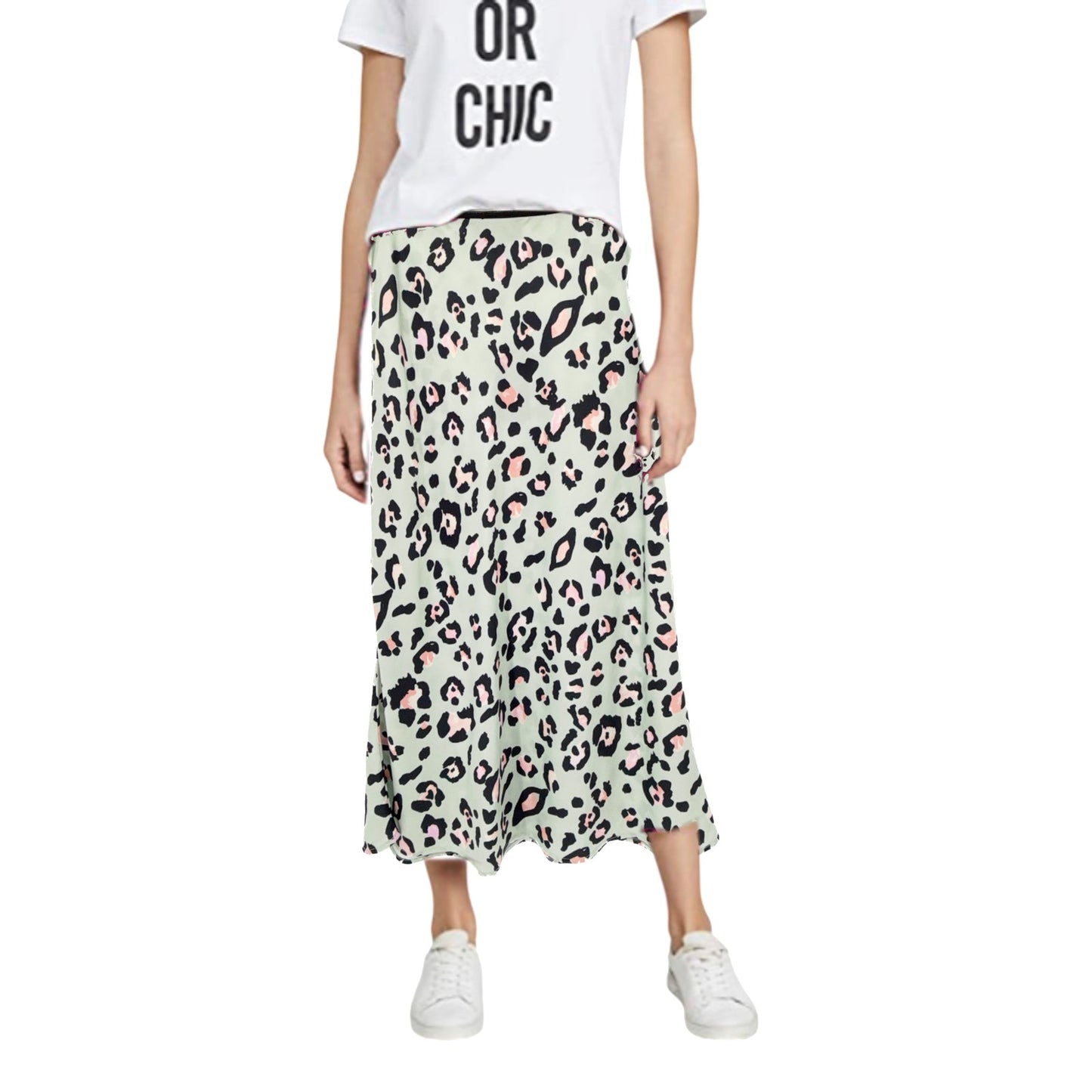 DAVID LERNER Naomi Bias Midi Skirt in Painted Leopard S