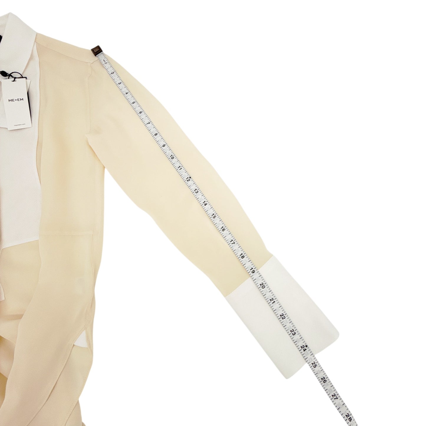 ME+EM Silk Longline Tux Shirt in Cream & Soft White UK6|US2|XS