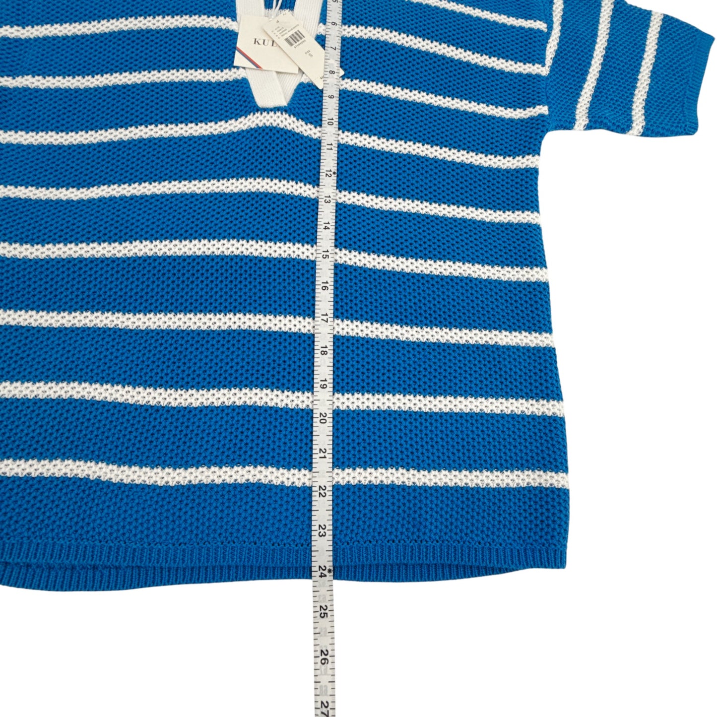 KULE The Fjord Knit Polo in Royal Blue & White S