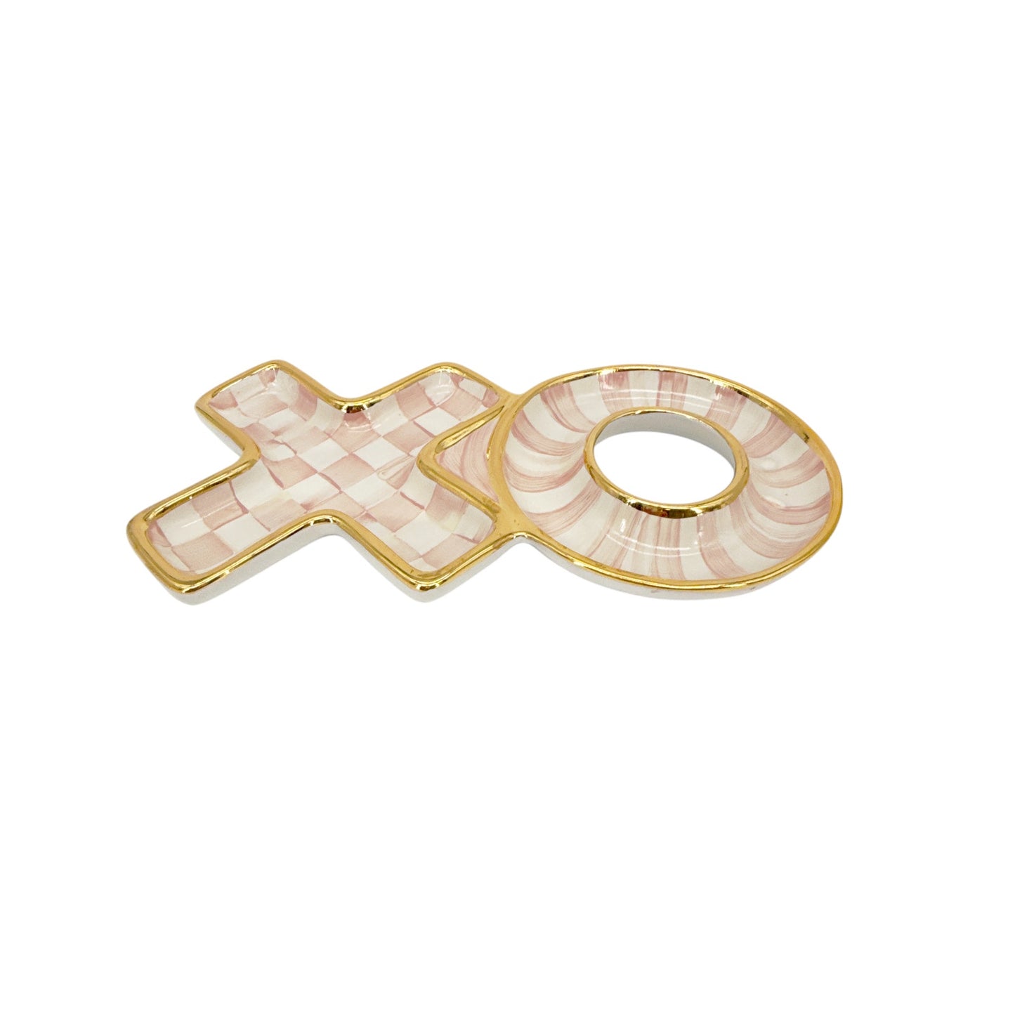 MACKENZIE-CHILDS XO Dish in Rosy Check