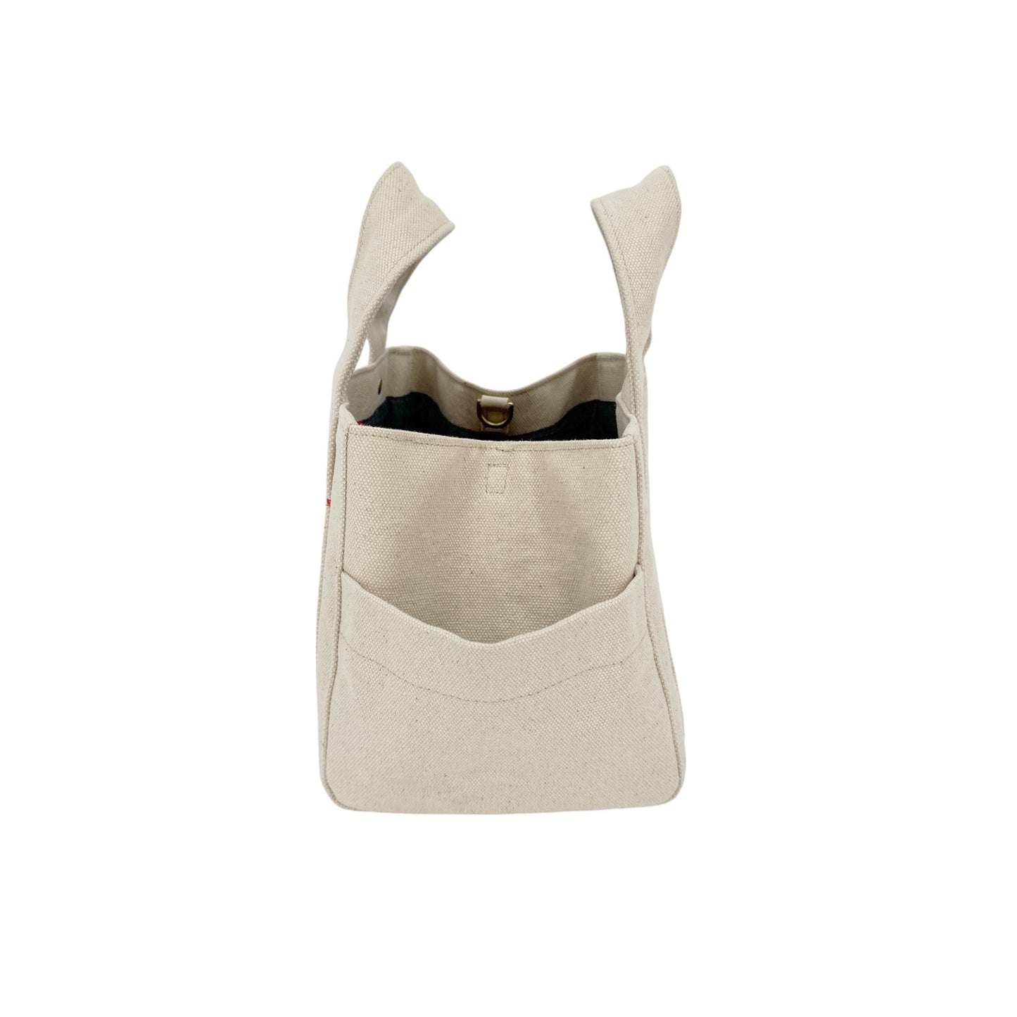CLARE V. Le Petit Box Tote in Natural Canvas with Crossbody Strap
