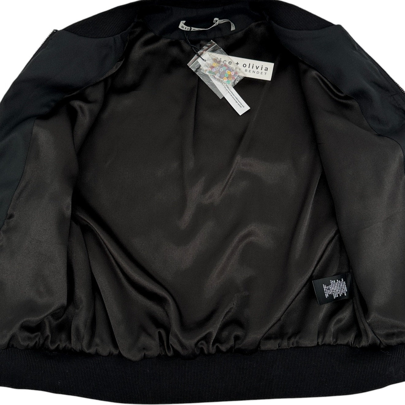 ALICE+OLIVIA Lonnie Sequin Cropped Varsity Jacket S