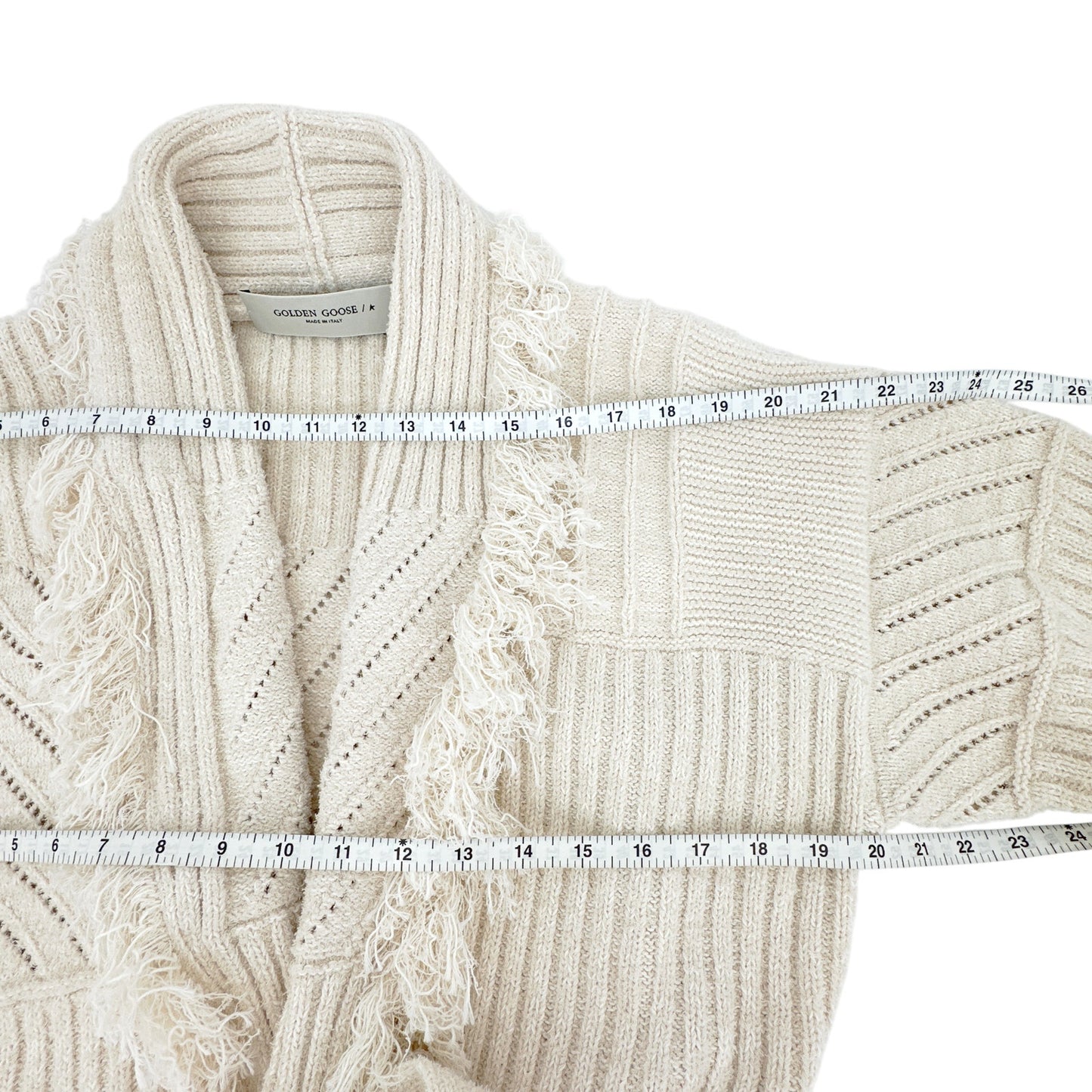 GOLDEN GOOSE Journey Knit Belted Cardigan in Papyrus M