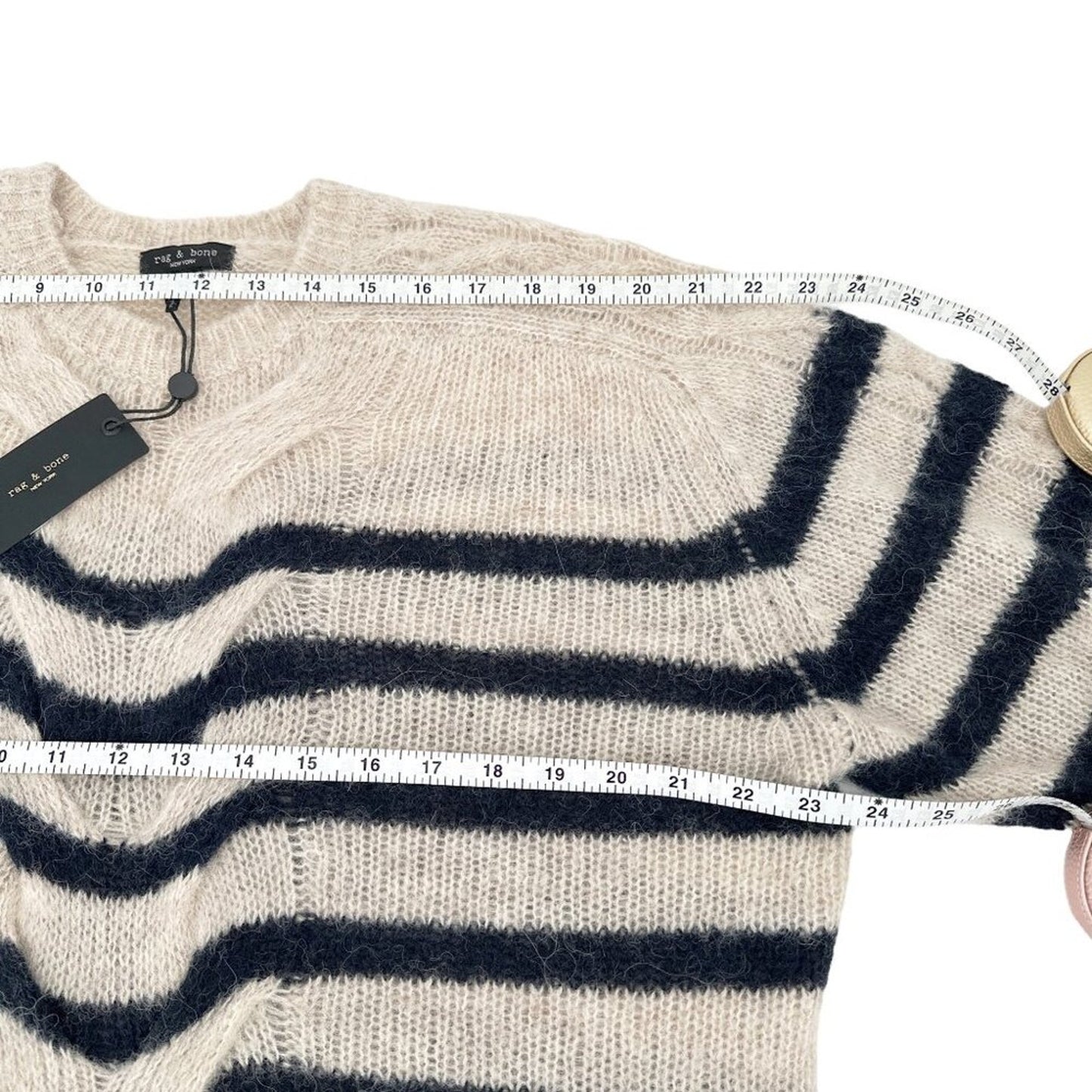 RAG & BONE Mia Striped Wool Alpaca Cable Sweater M