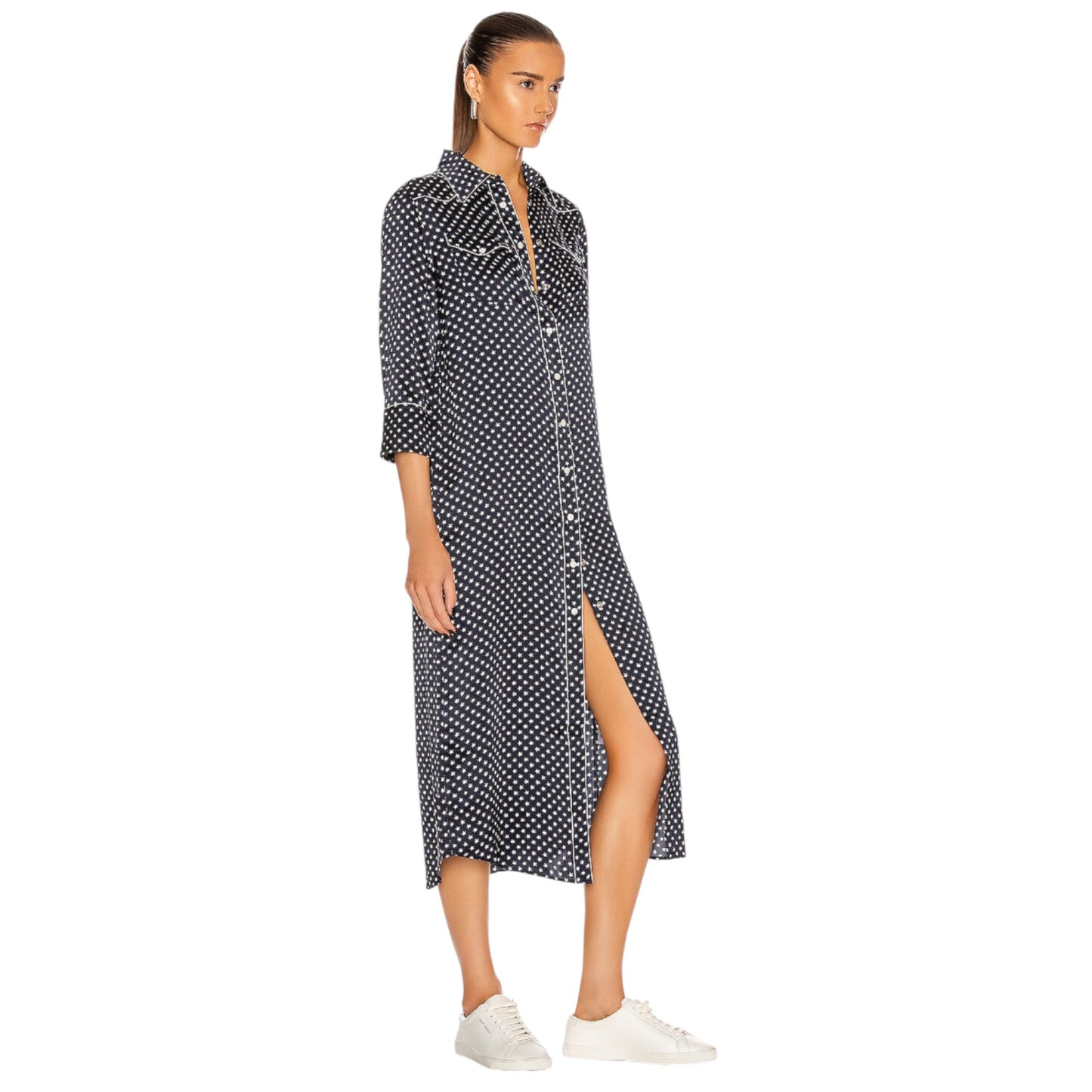 R13 Cowboy Dress in Silk Navy Star S