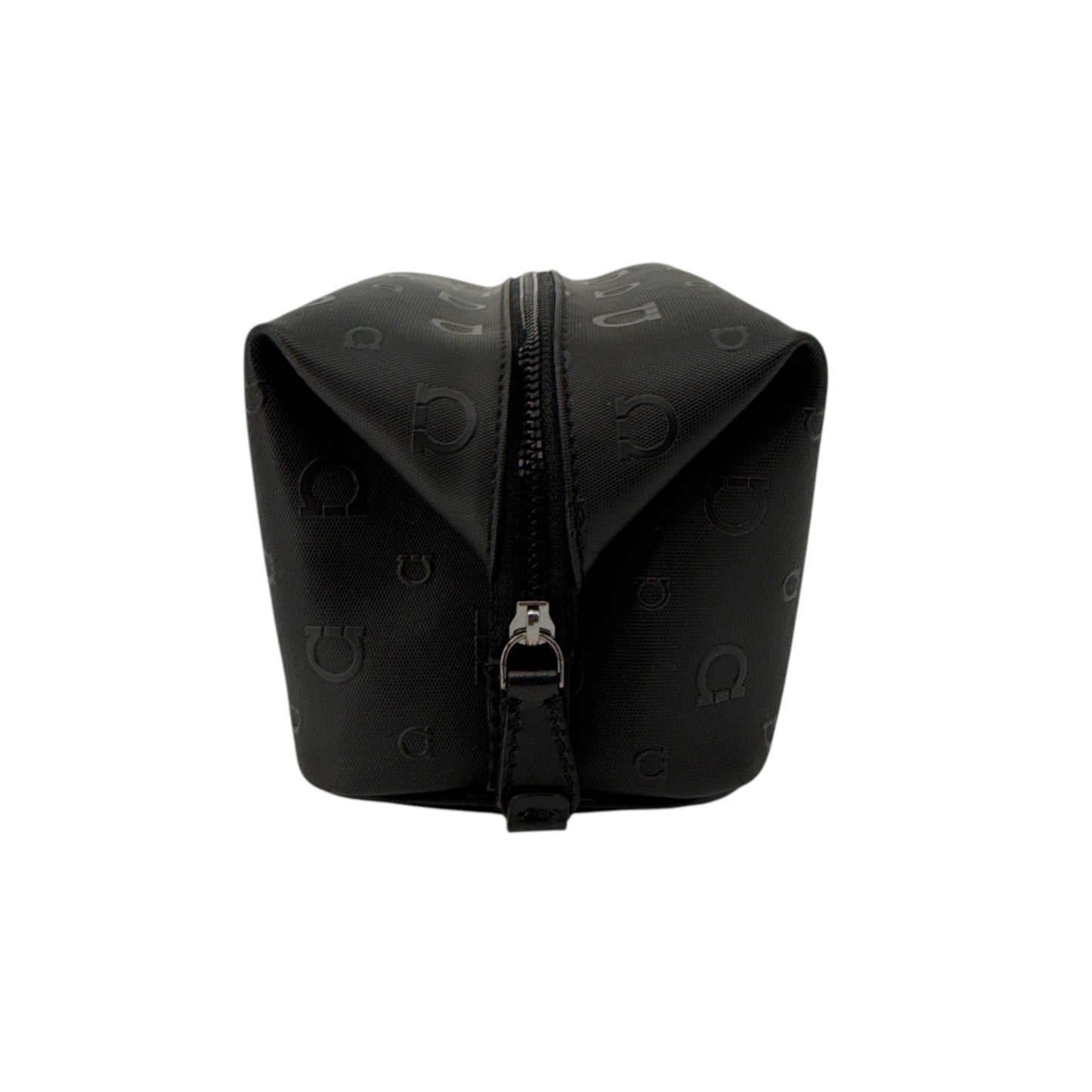 SALVATORE FERRAGAMO Gancini Embossed Toiletry Dopp Kit Bag in Black