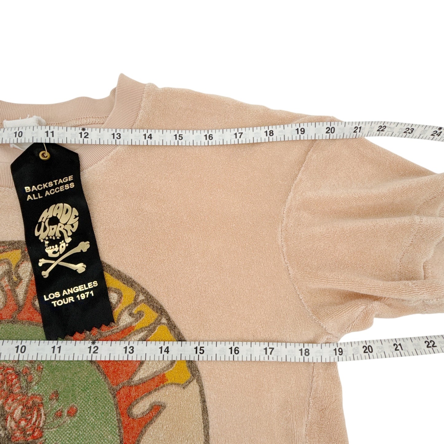 MADEWORN Grateful Dead Terrycloth Crop Tee in Peach Fuzz L