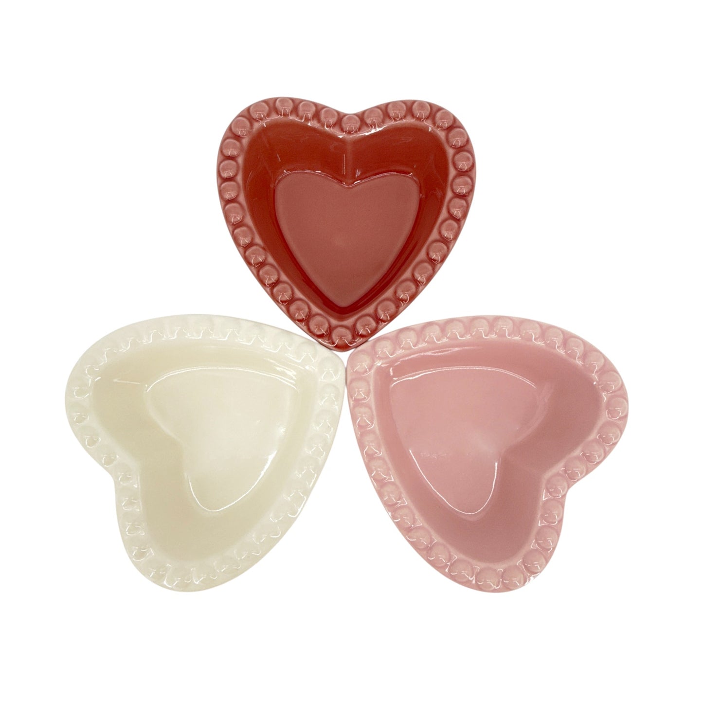 WILLIAMS-SONOMA Beaded Heart Shaped Ramekins || Set of 3