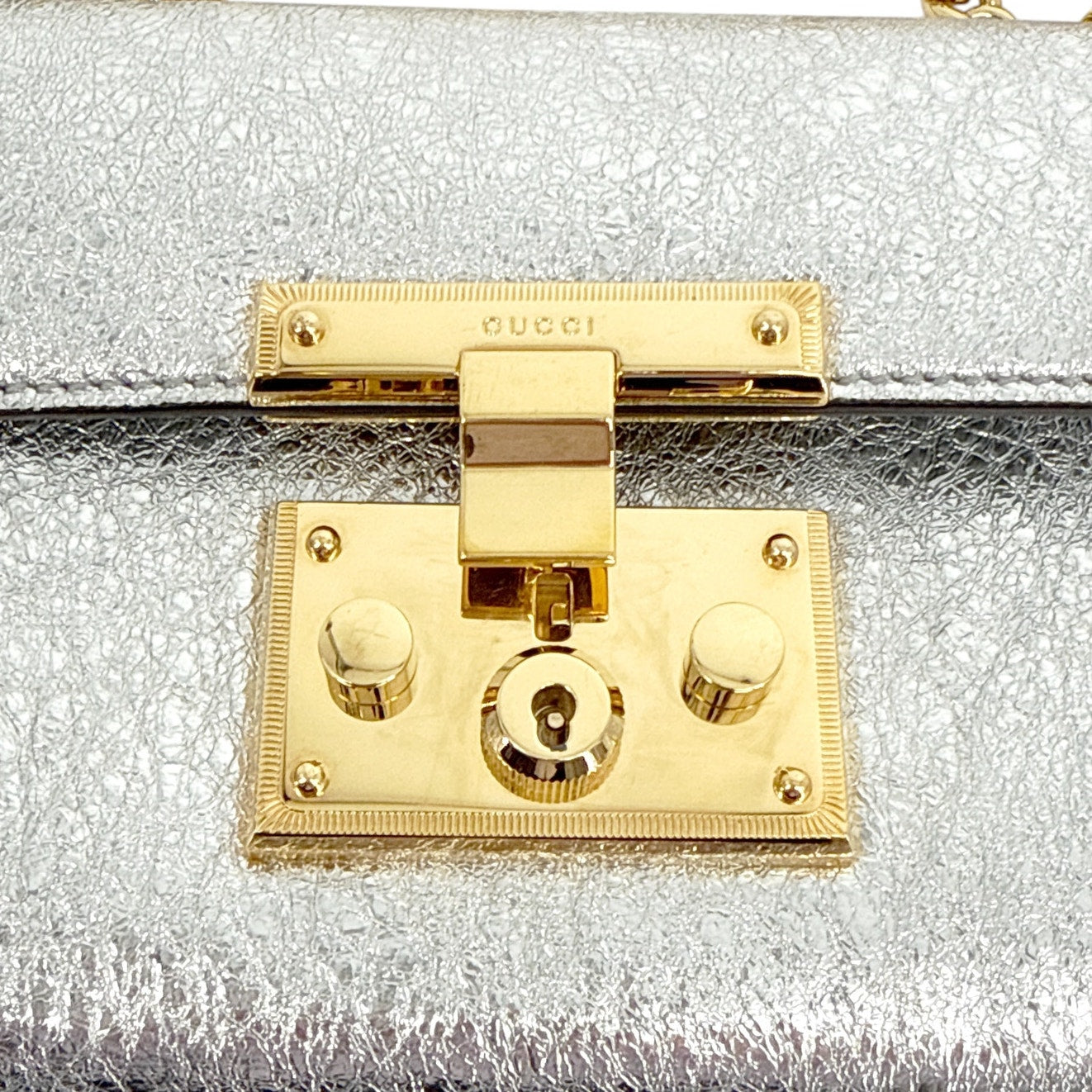 GUCCI Padlock Bag in Metallic Silver