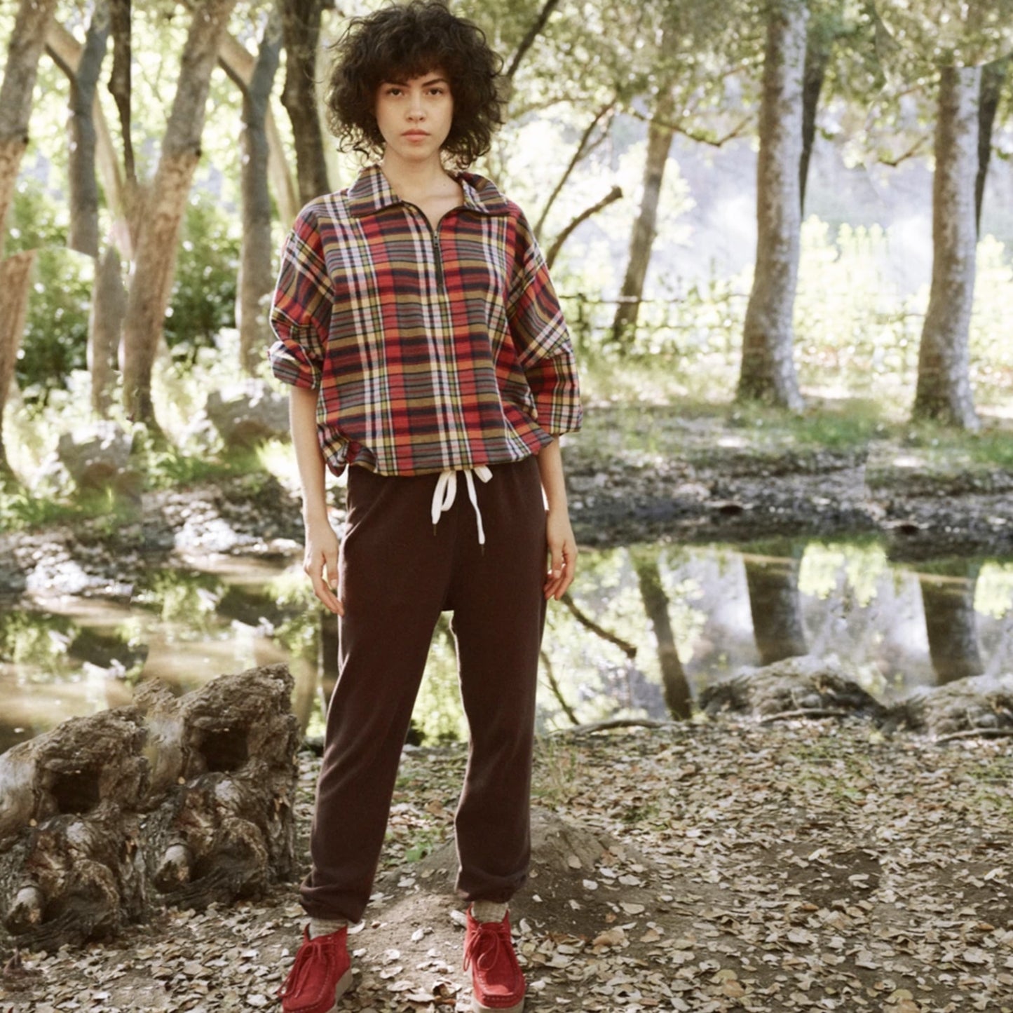 The GREAT. The Journey Pullover in Bluegrass Plaid 1|S