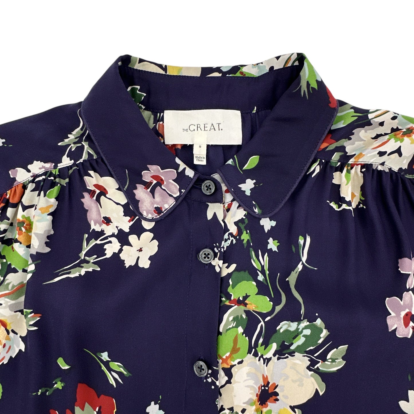 THE GREAT. The Boudoir Button Up Silk Shirt 0|XS