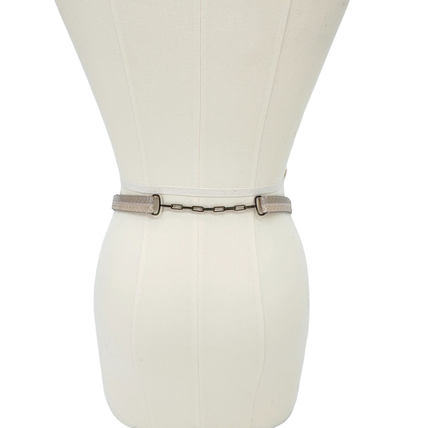 CAROLINA HERRERA Snakeskin & Leather Chain Belt In Latte S