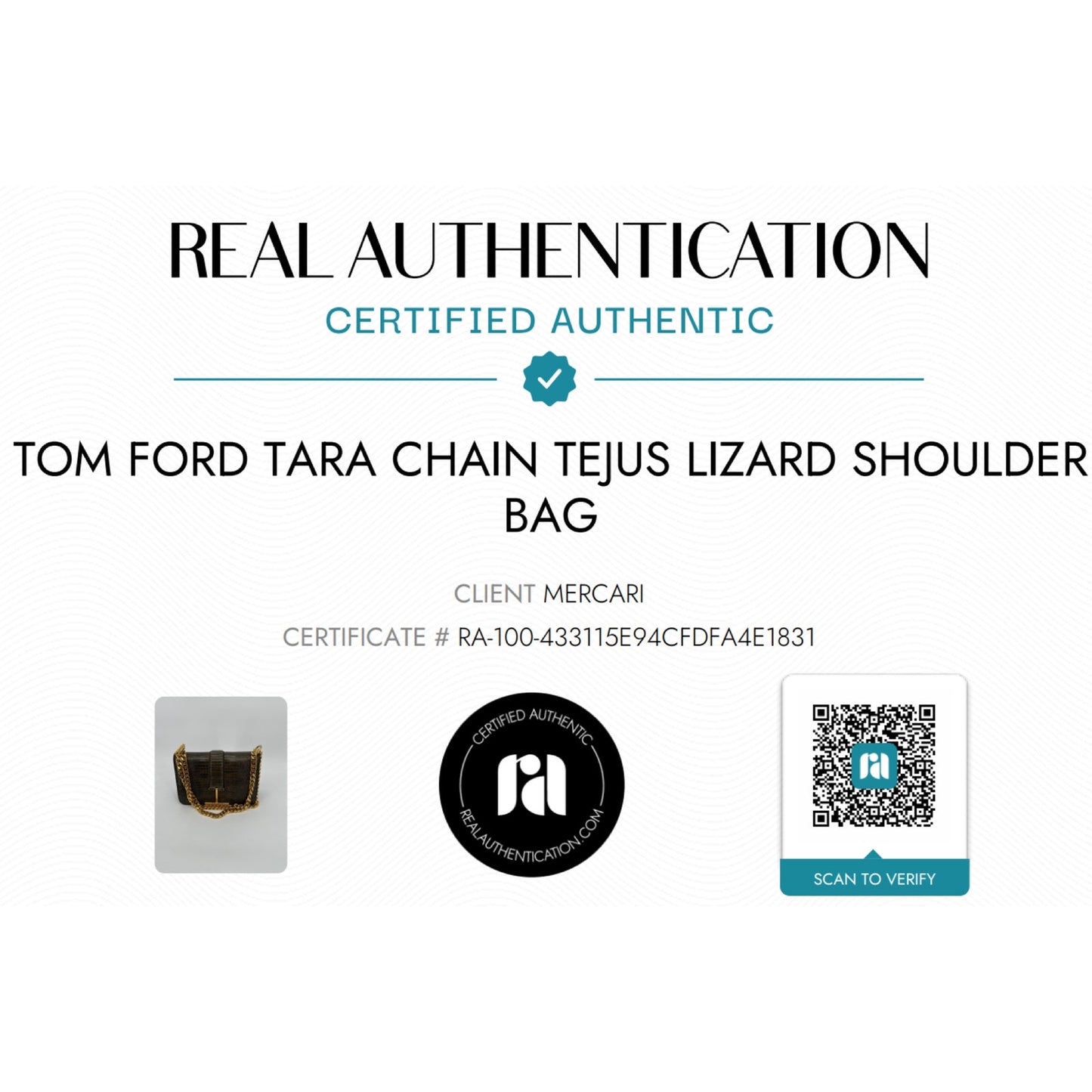 TOM FORD Tara Chain Tejus Lizard Shoulder Bag