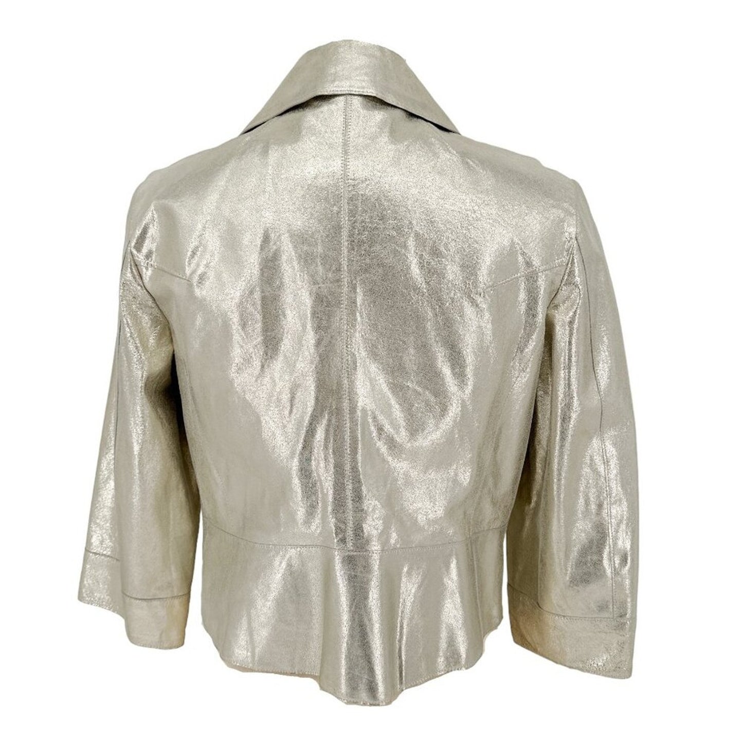 ROBERT RODRIGUEZ Metallic Leather Jacket in Gold 10|L