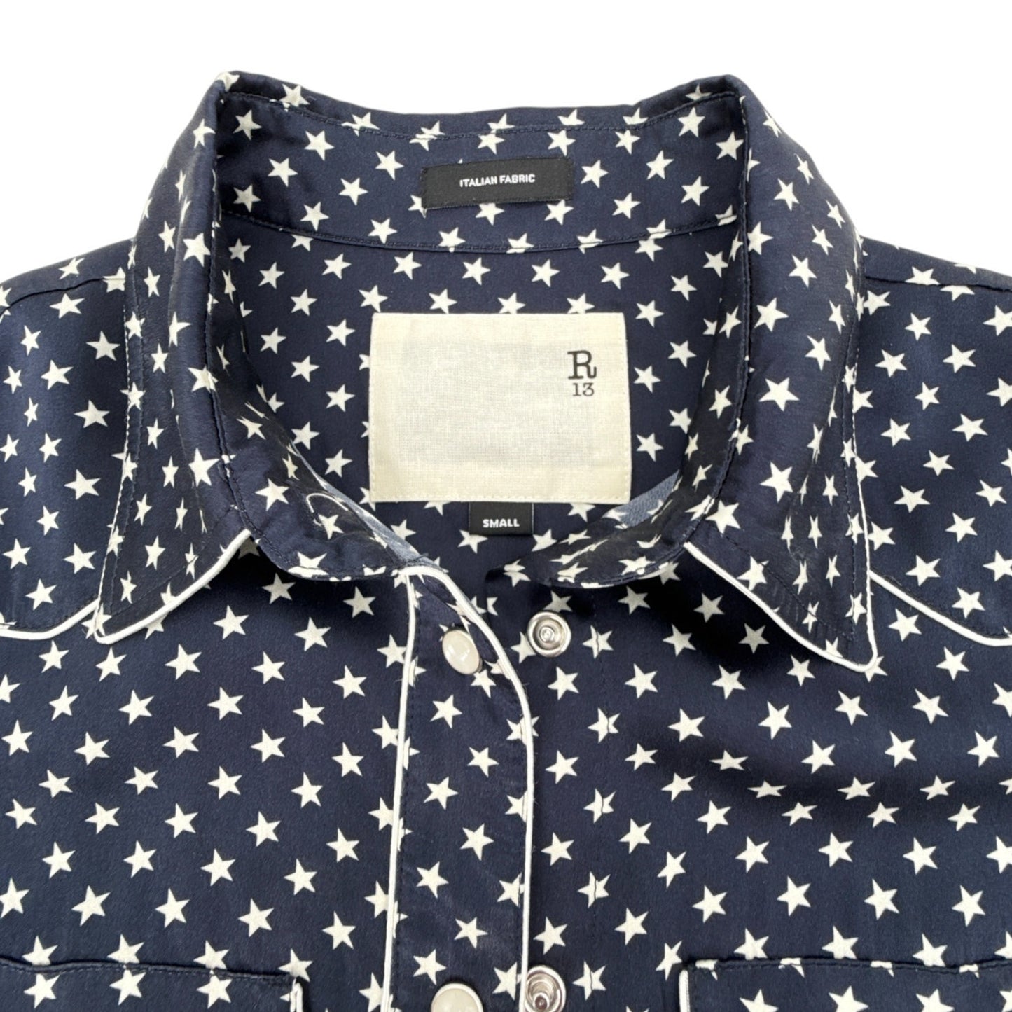 R13 Cowboy Dress in Silk Navy Star S