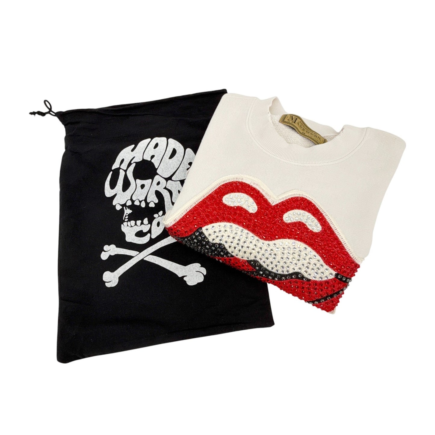 MADEWORN Rolling Stones Crystal Patch Classic Crew Sweatshirt S