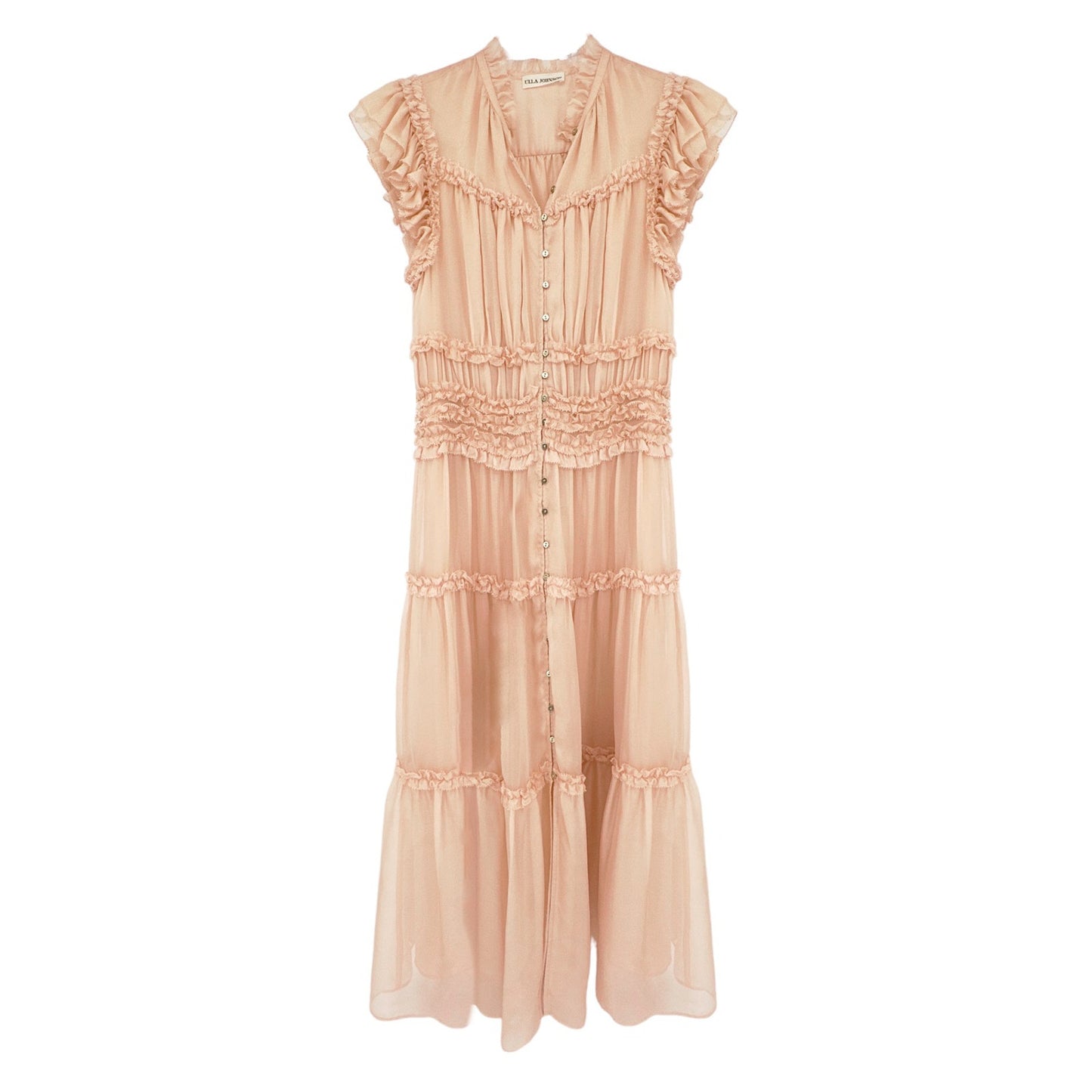 ULLA JOHNSON Rosalind Silk Dress in Blush 0