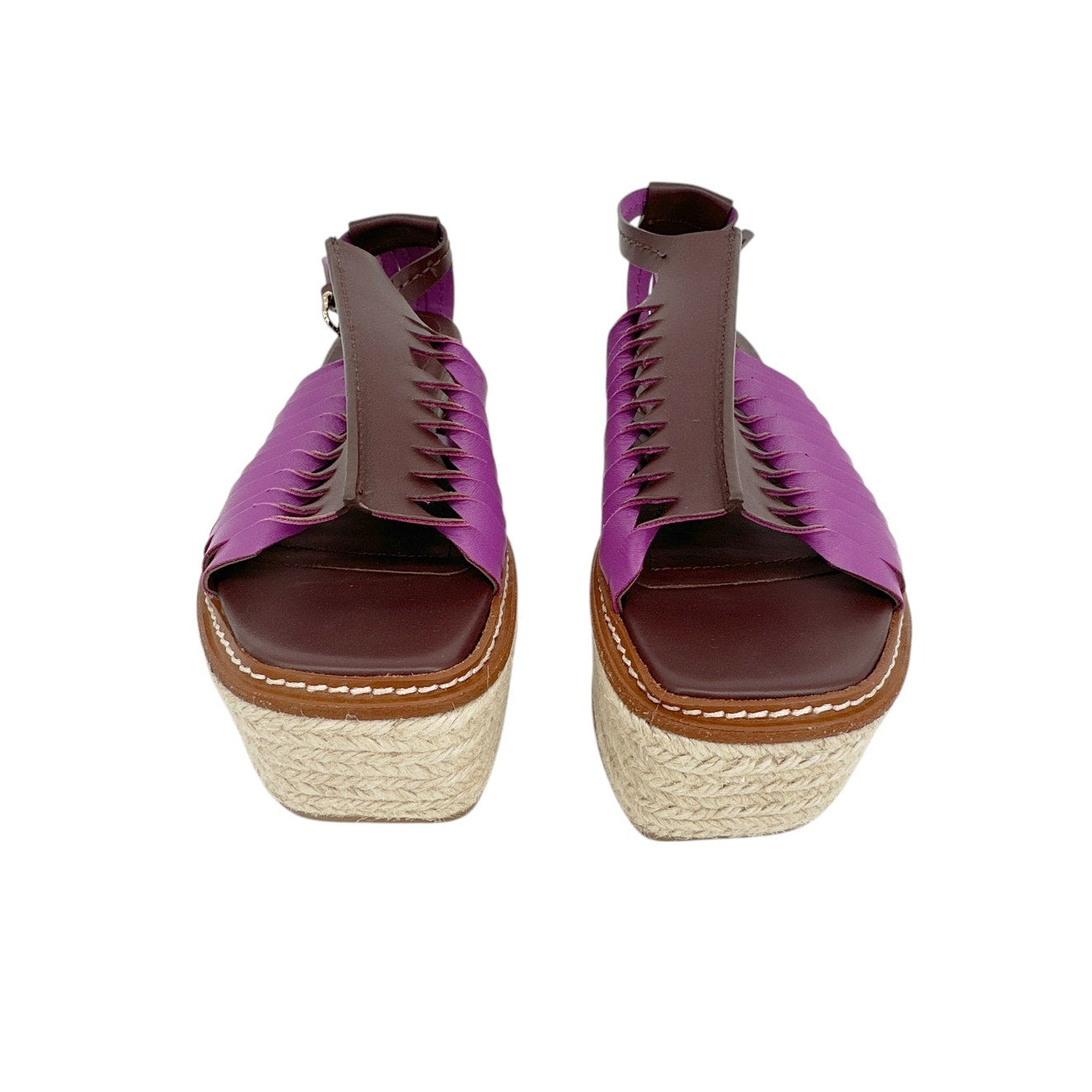 ULLA JOHNSON Valencia Twisted Contrast Flatform Espadrilles In Bitter Chocolate 37