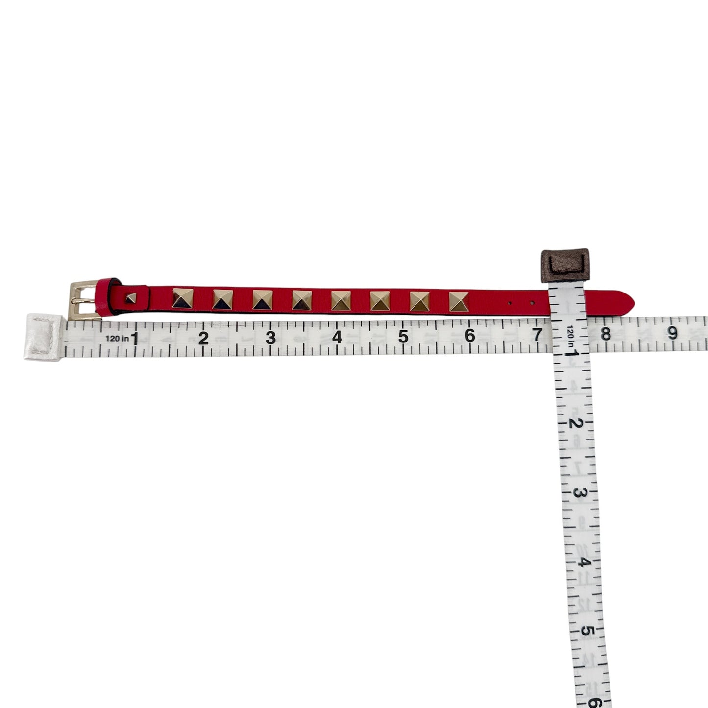 VALENTINO GARAVINO Rockstud Leather Bracelet in Red