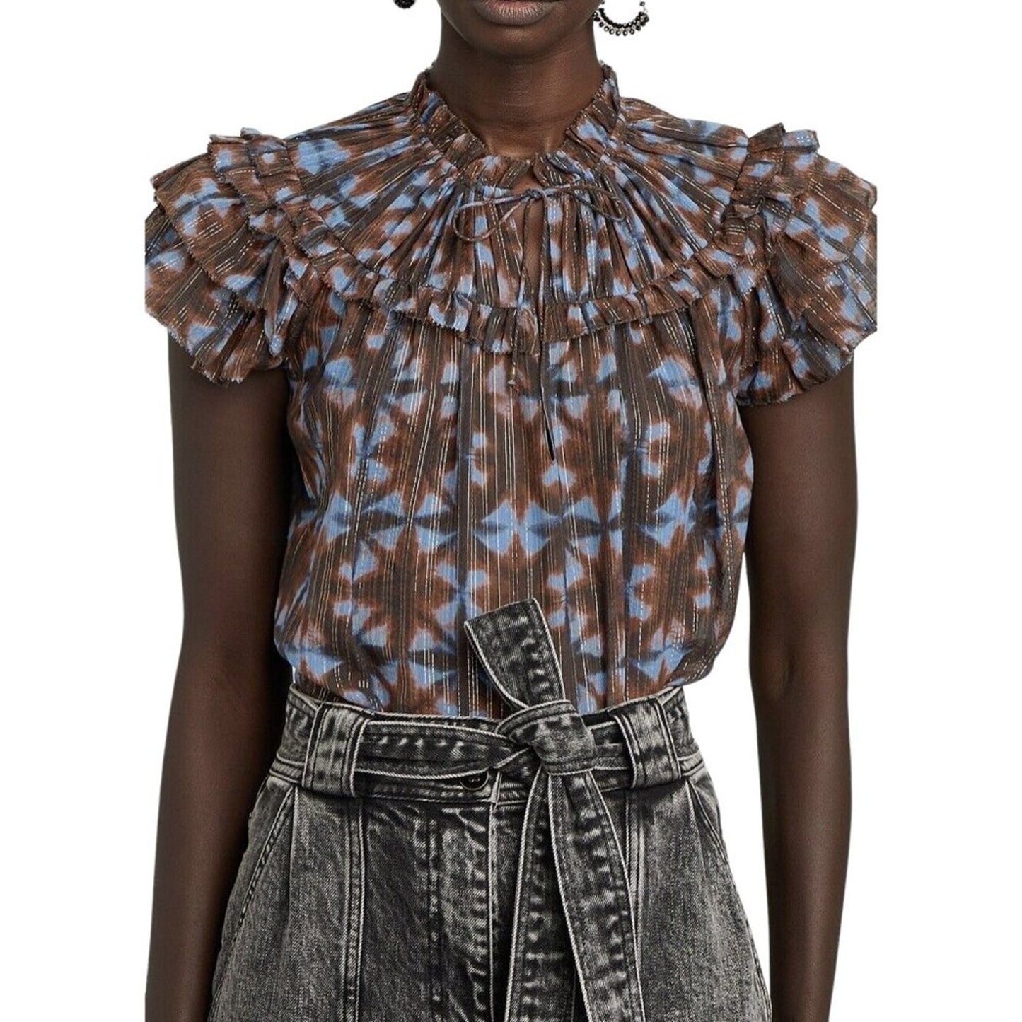 ULLA JOHNSON Marta Ruffle Blouse In Twilight 2