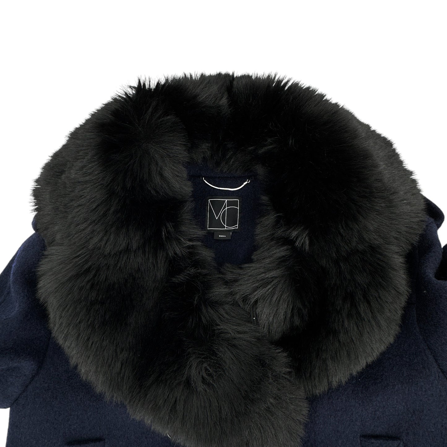 MERCER COLLECTIVE Georgia Faux Fur Collar Double-Breasted Peacoat S