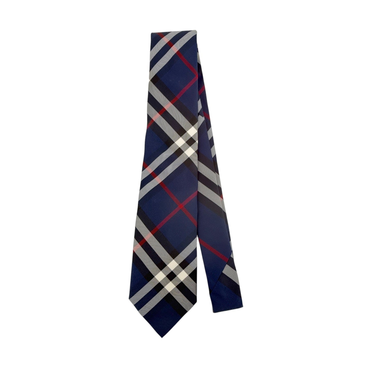 BURBERRY Manston Modern-Cut Check Silk Tie in Navy