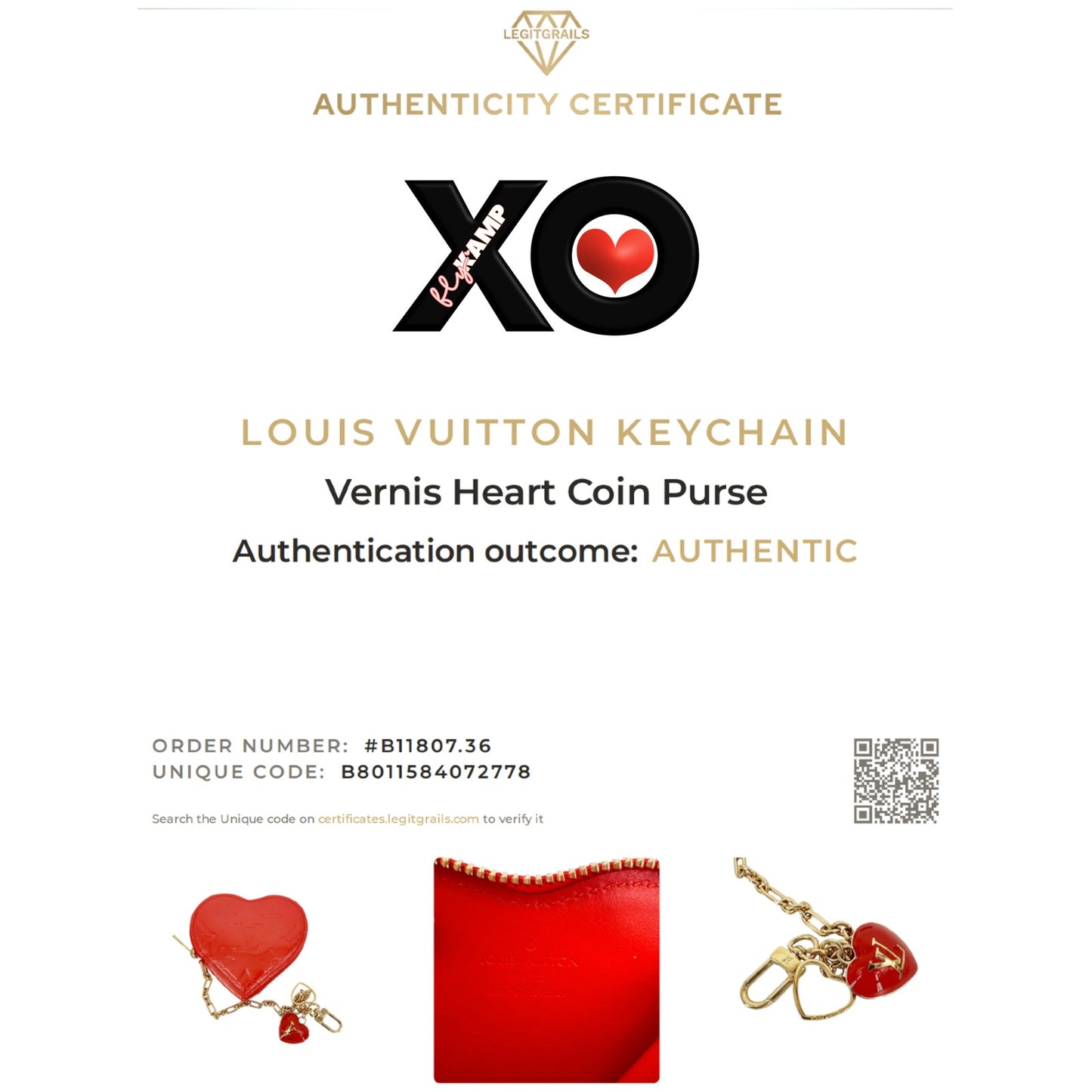 LOUIS VUITTON Vernis Heart Coin Purse Orange Sunset