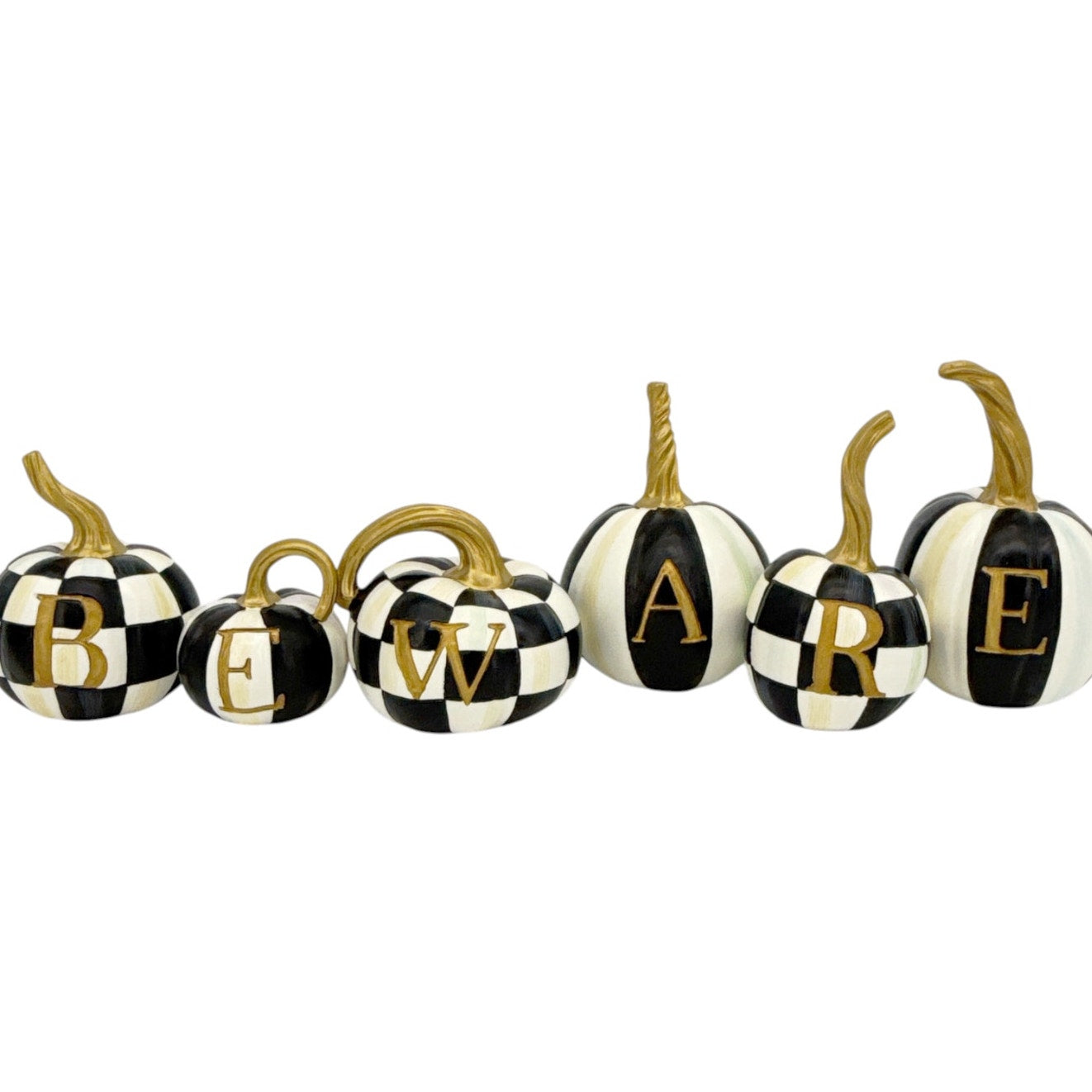 MACKENZIE-CHILDS "BEWARE" Pumpkin Set