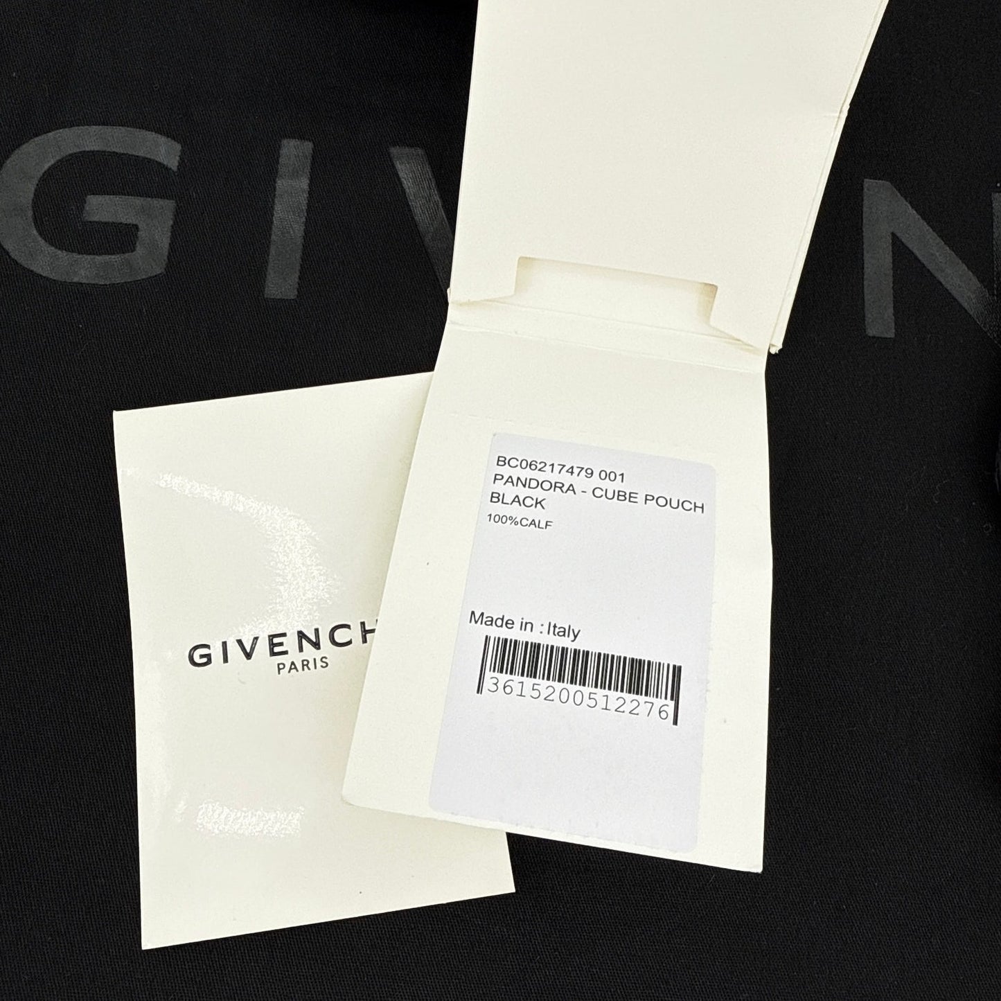 GIVENCHY Pandora Cube Pouch Leather Bag & Strap in Webbing in Black
