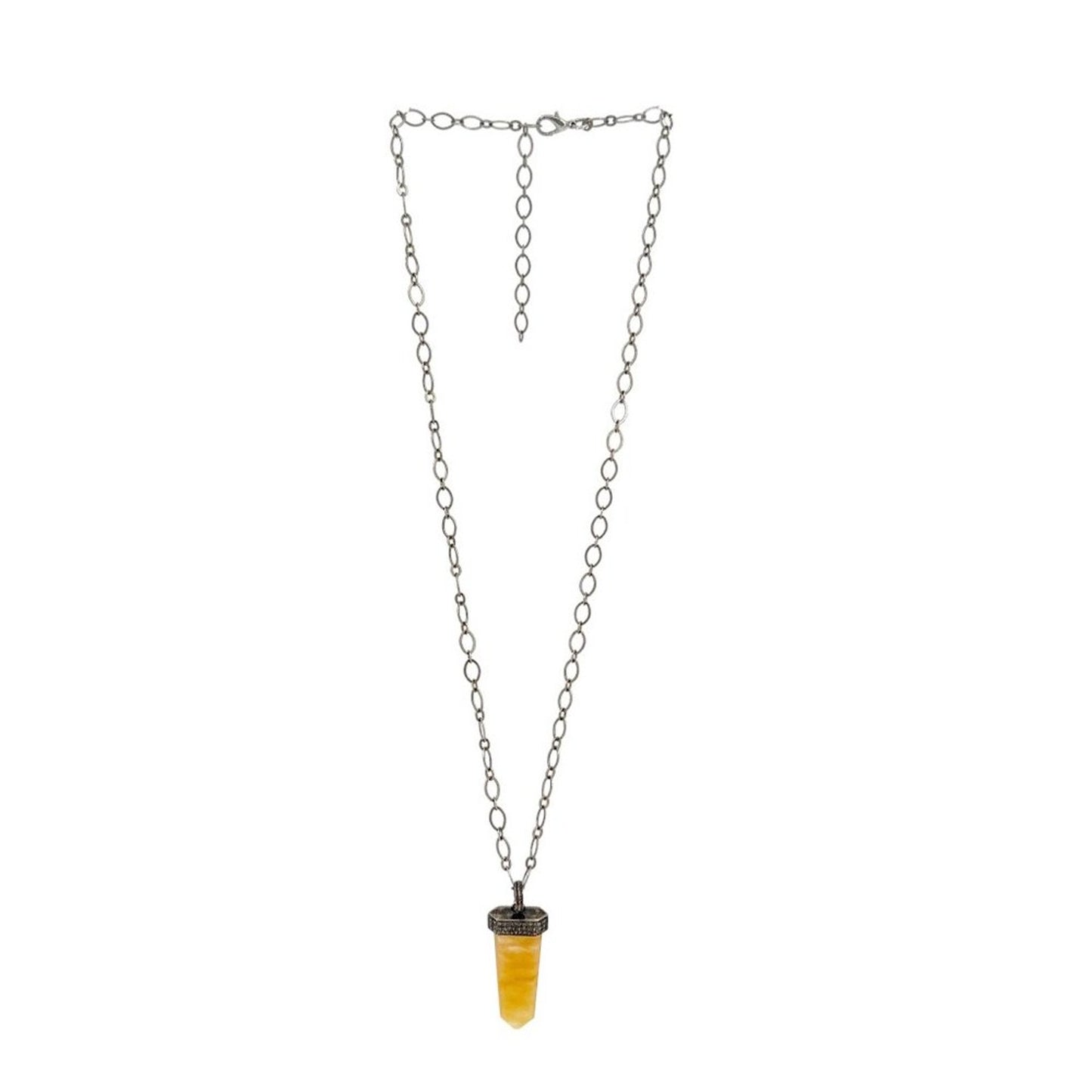 JULIE ZANCANELLI Diamond Pave Yellow Arrow Pendant